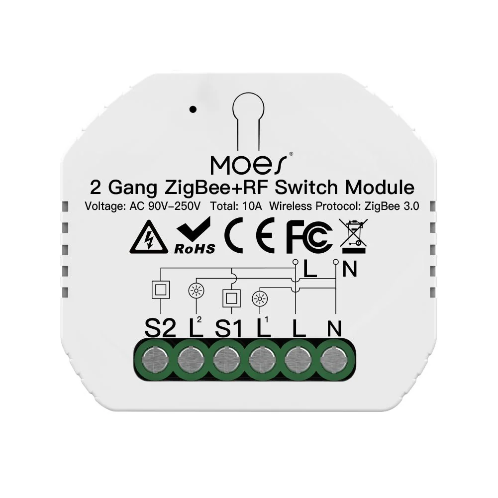 MOES Tuya ZigBee 3.0 RF Switch Module, Smart Light Switch Module 1/2 Gang 9