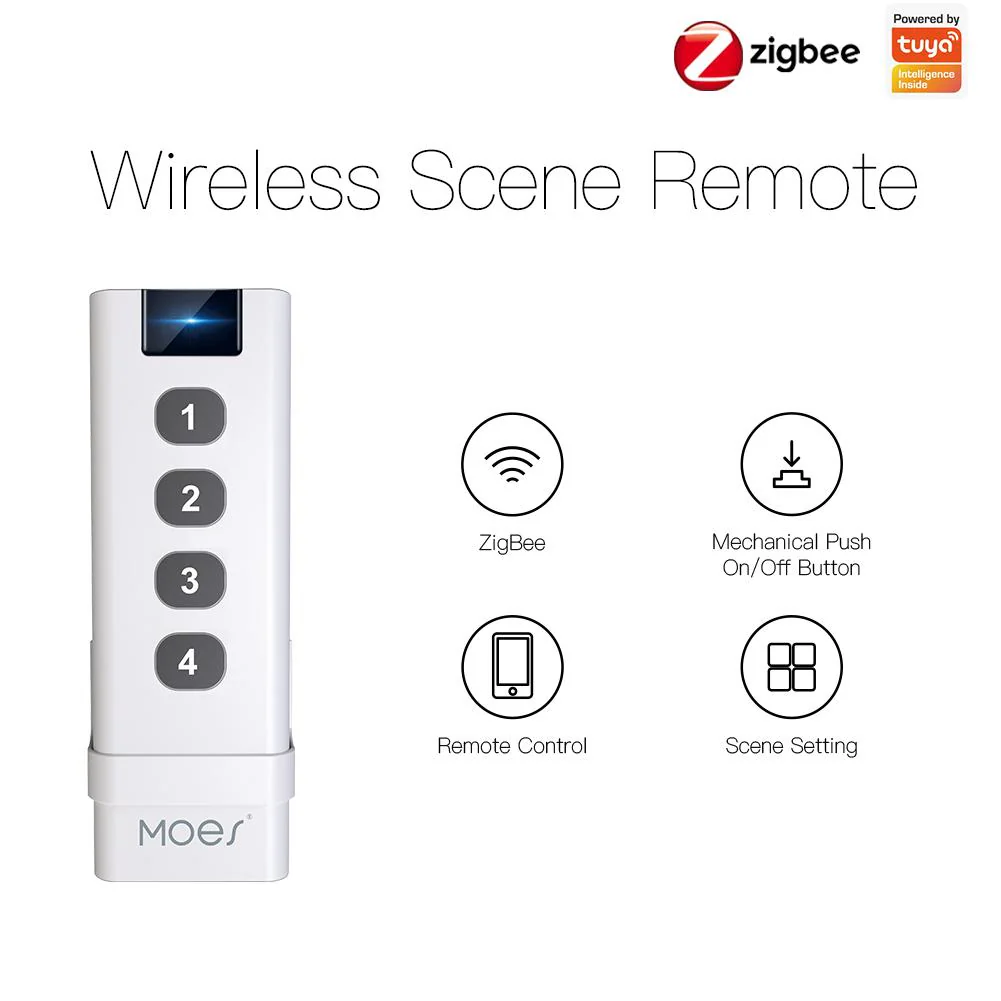 Tuya ZigBee Wireless Scene Switch 4 Gang Remote Point to Point Control 6