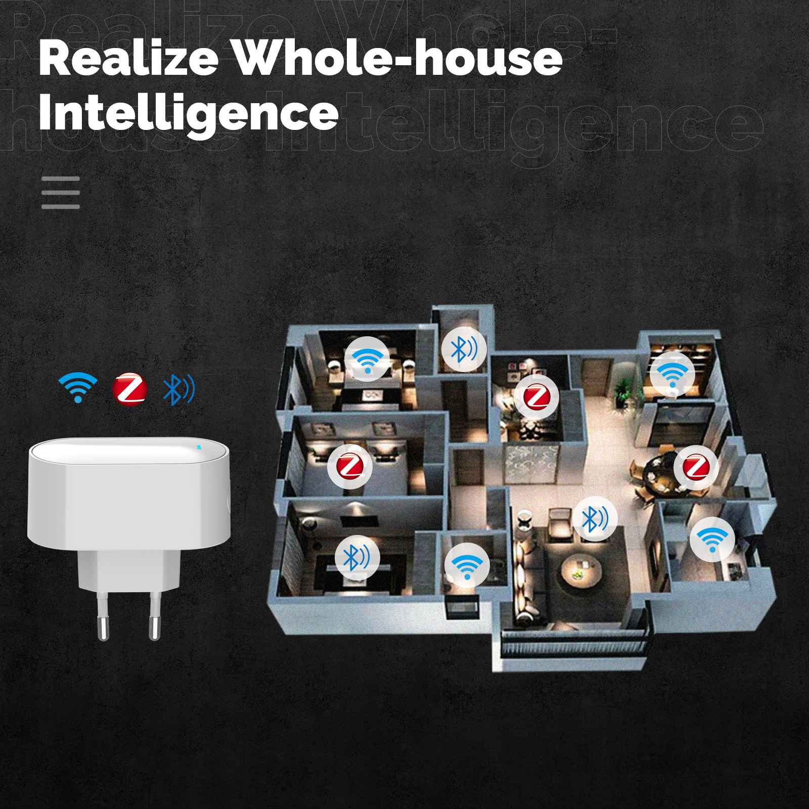 ZigBee Ble Mesh Socket Multi-mode Gateway Smart Hub Allow 100+ Sub-devices EU Version 5