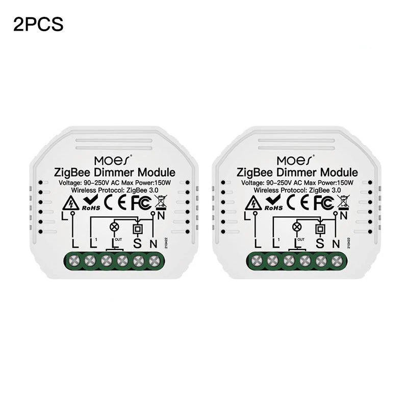 ZigBee Dimmer Module, Smart Switch Relay Module, MOES Hub Required 1/2 Gang Interruptor 8