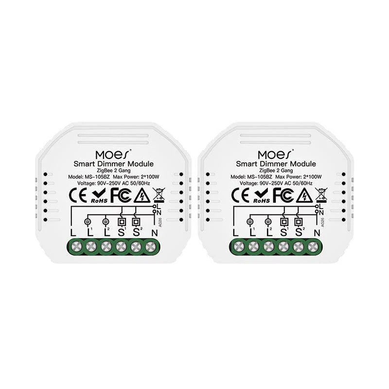ZigBee Dimmer Module, Smart Switch Relay Module, MOES Hub Required 1/2 Gang Interruptor 12