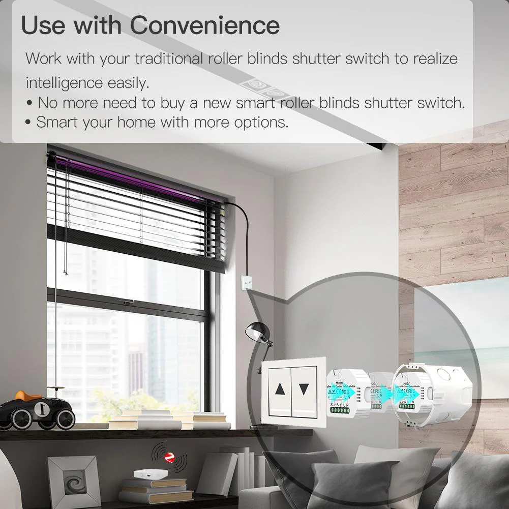 ZigBee RF433 Smart Curtain Switch Module for Electric Motorized Roller Blinds Shutter Motor 6
