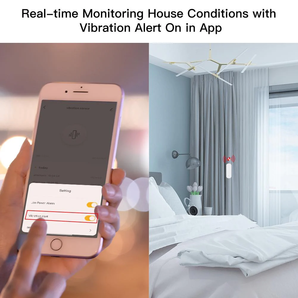 Zigbee Smart Vibration Sensor Detection Home Security System 6