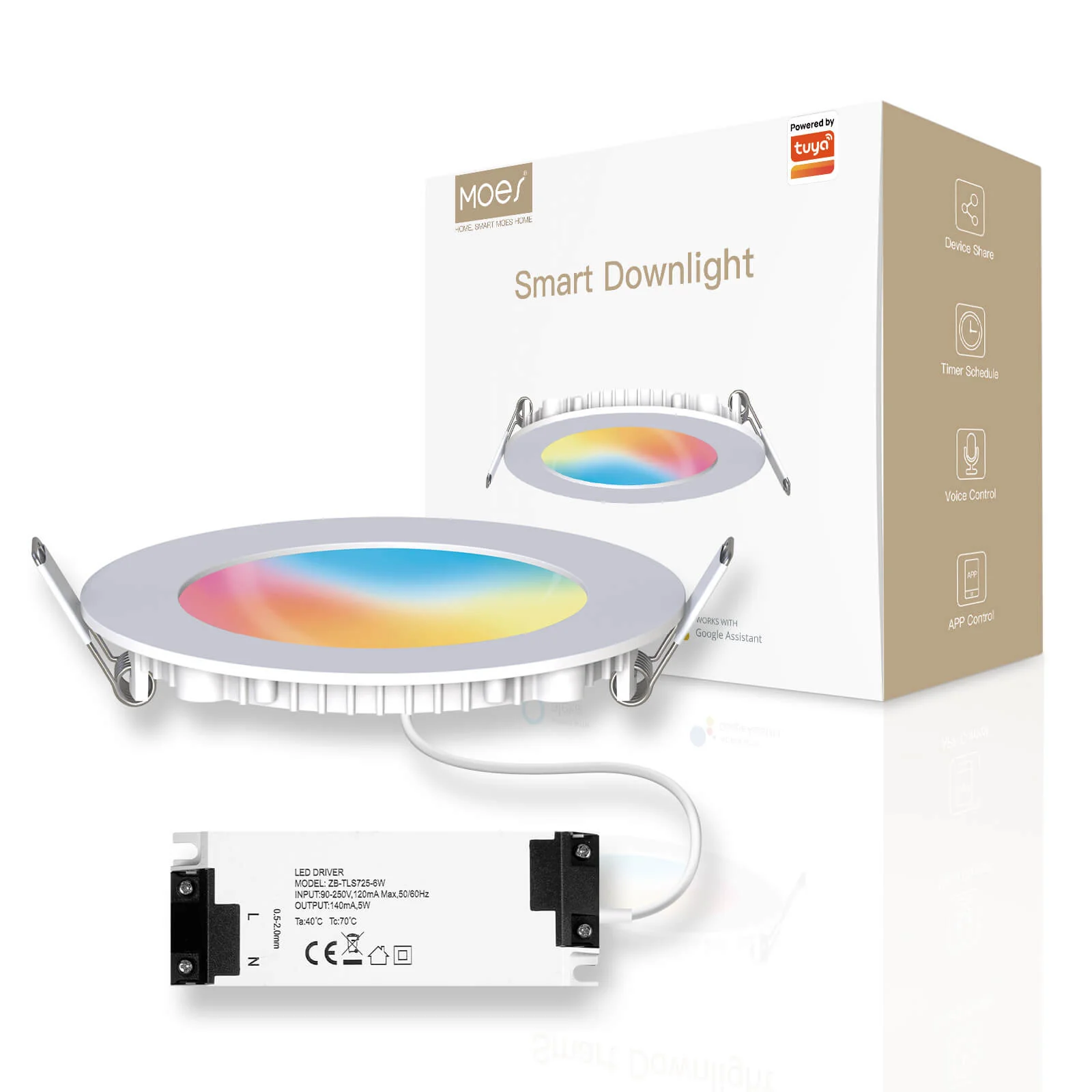 MOES ZigBee Downlight Tuya Dimming Spot lamp 6W RGB Change Warm Cool light 9