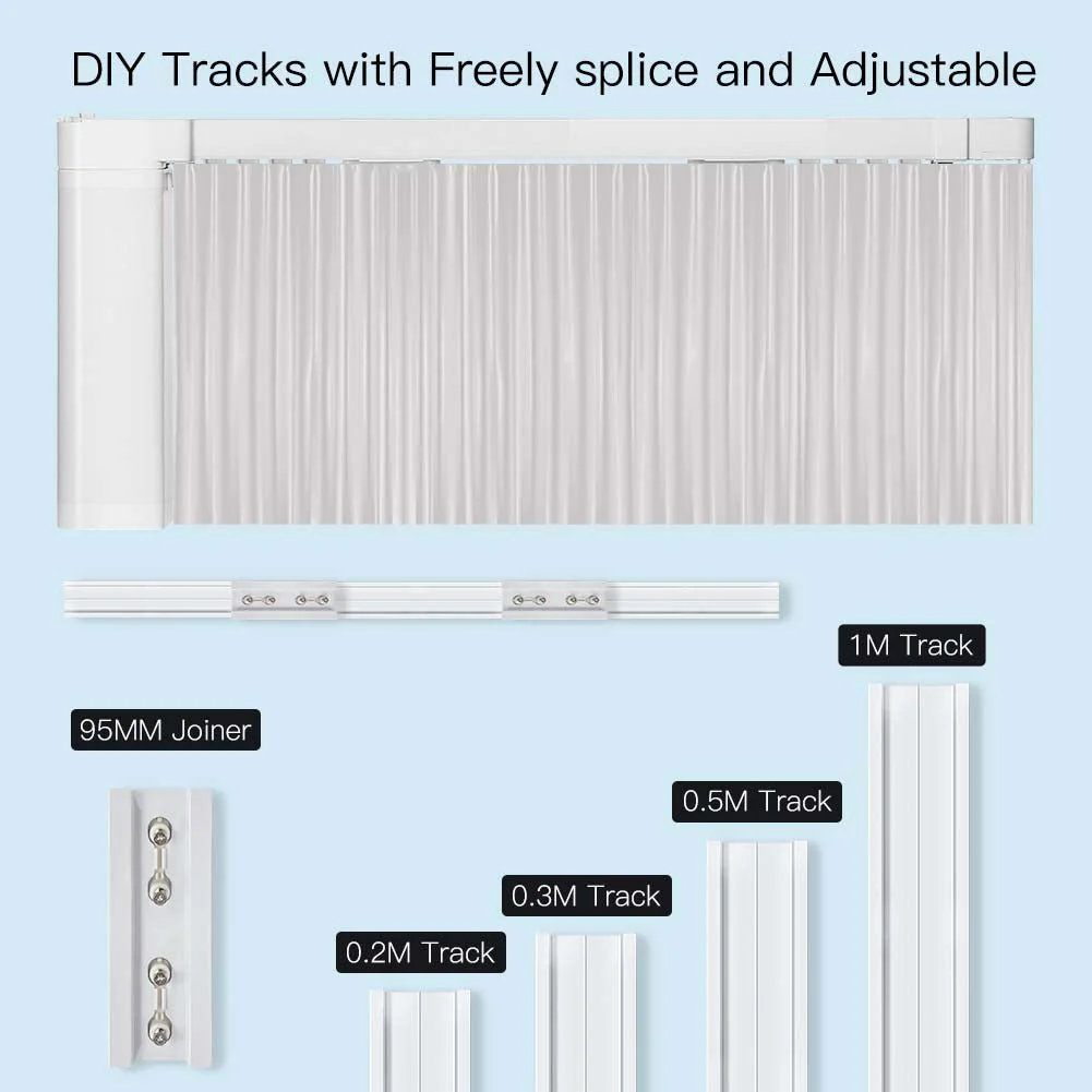 ZigBee Smart Electric Motorized Splicing Curtain Tracks System,Tuya Curtain Motor with DIY Track RF Remote 6