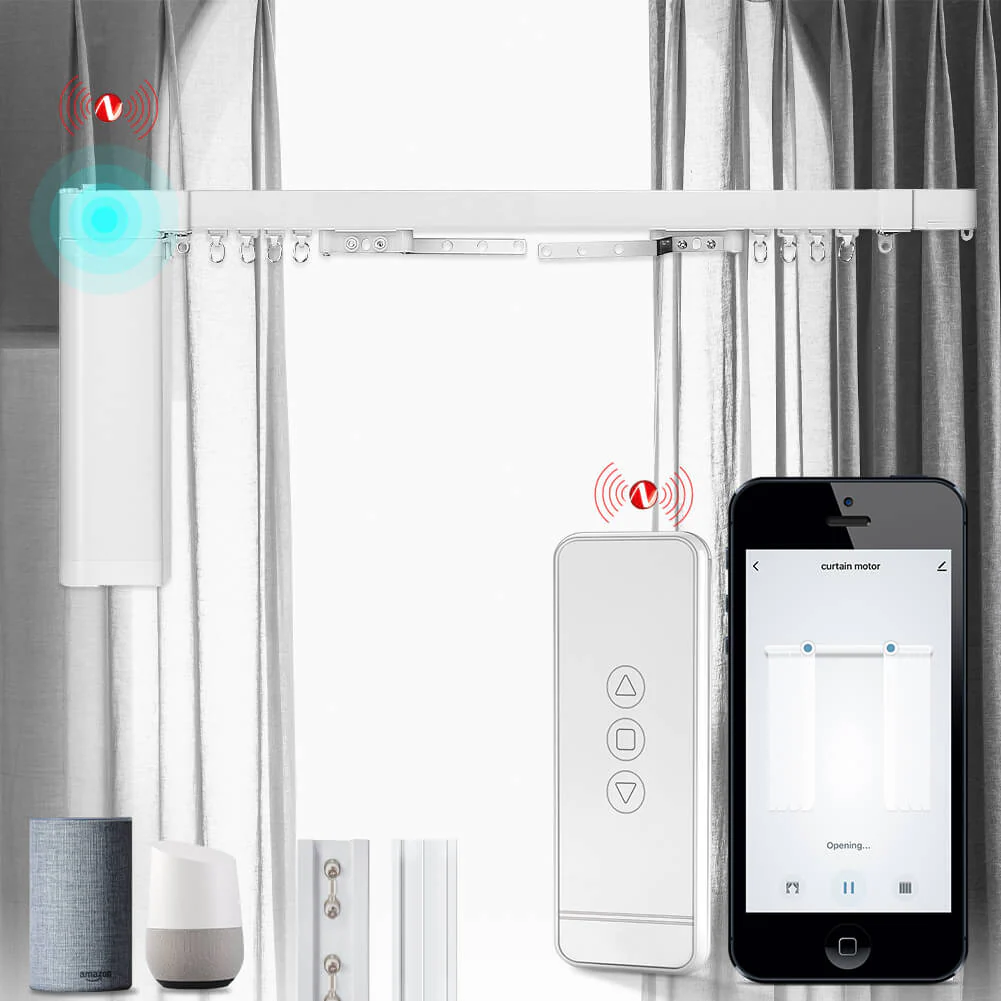 ZigBee Smart Electric Motorized Splicing Curtain Tracks System,Tuya Curtain Motor with DIY Track RF Remote 10