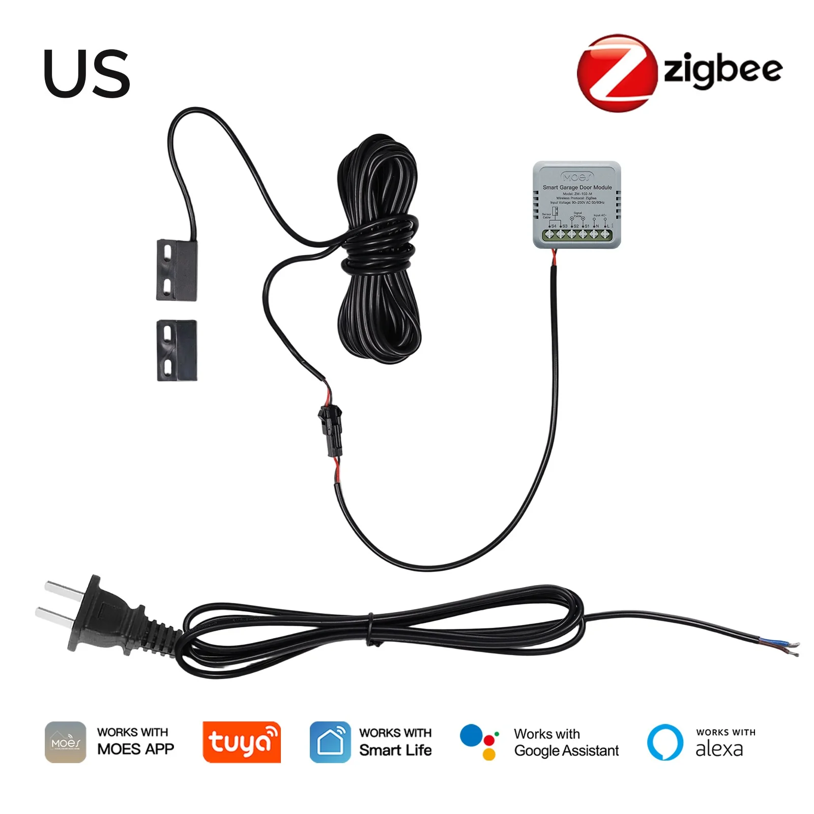 Zigbee Garage Door Controller Module Works with Tuya/Smart Life Alexa & Google Home Voice Control 8