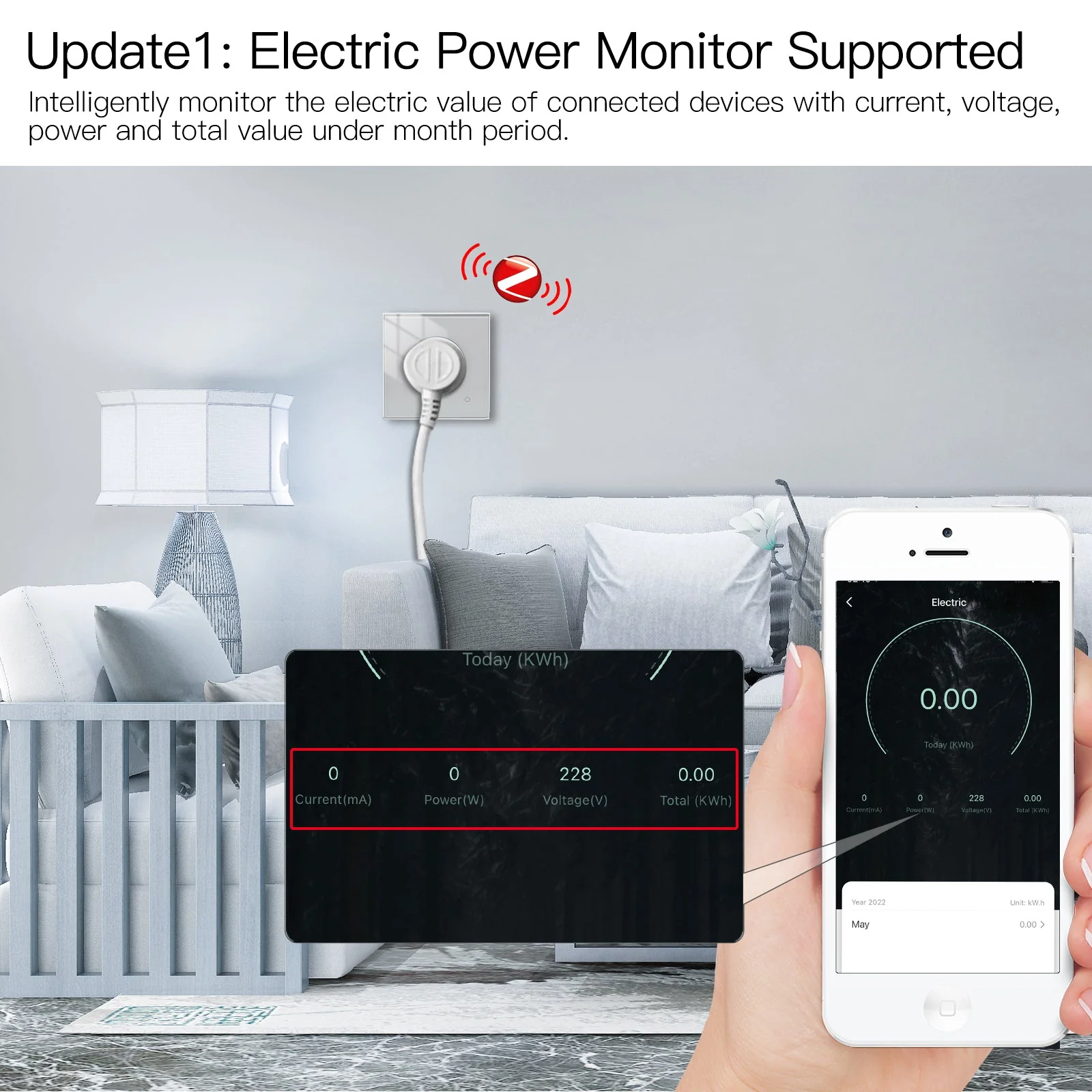MOES ZigBee Smart Wall Socket Glass Panel Power Monitor Hub Required 2