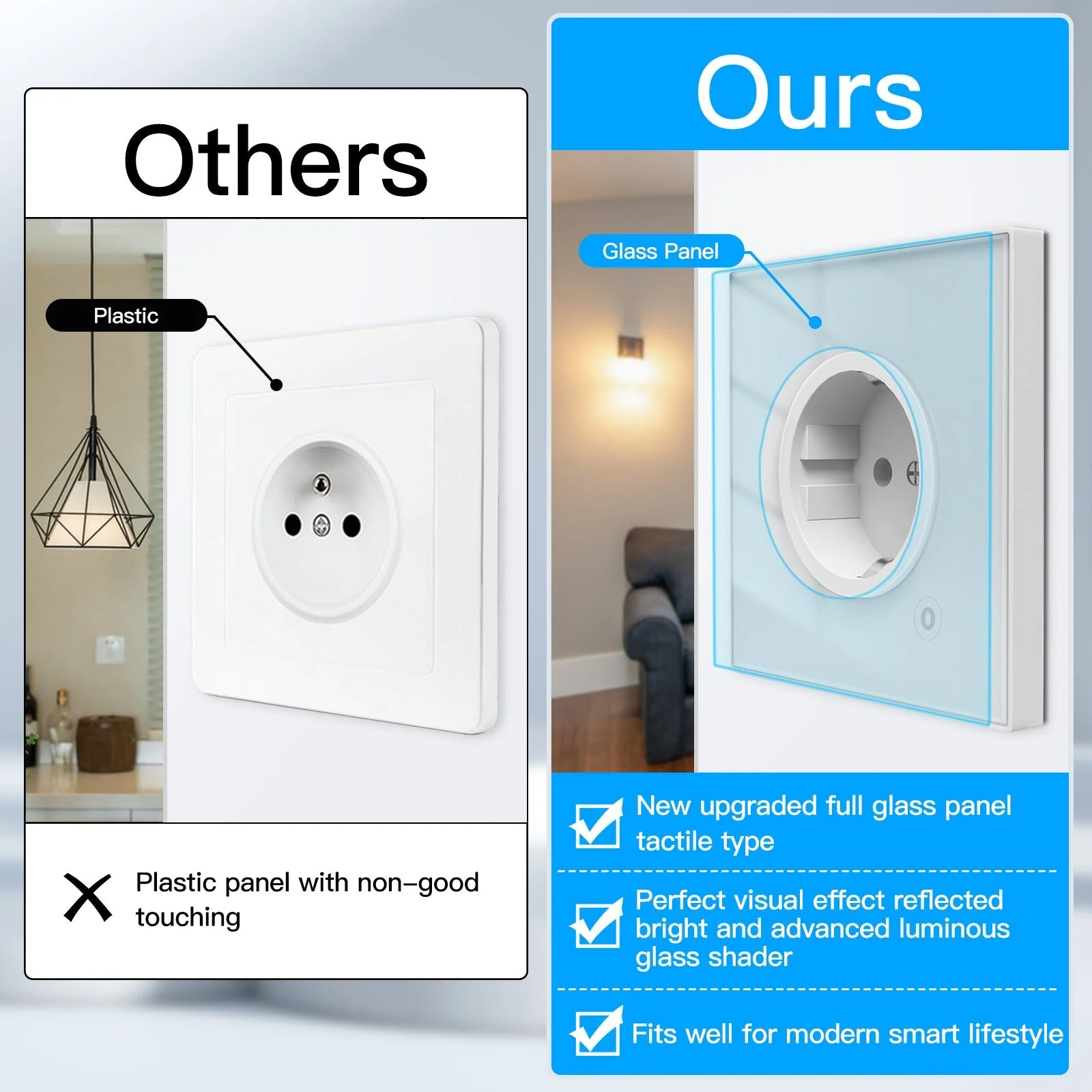 MOES ZigBee Smart Wall Socket Glass Panel Power Monitor Hub Required 5