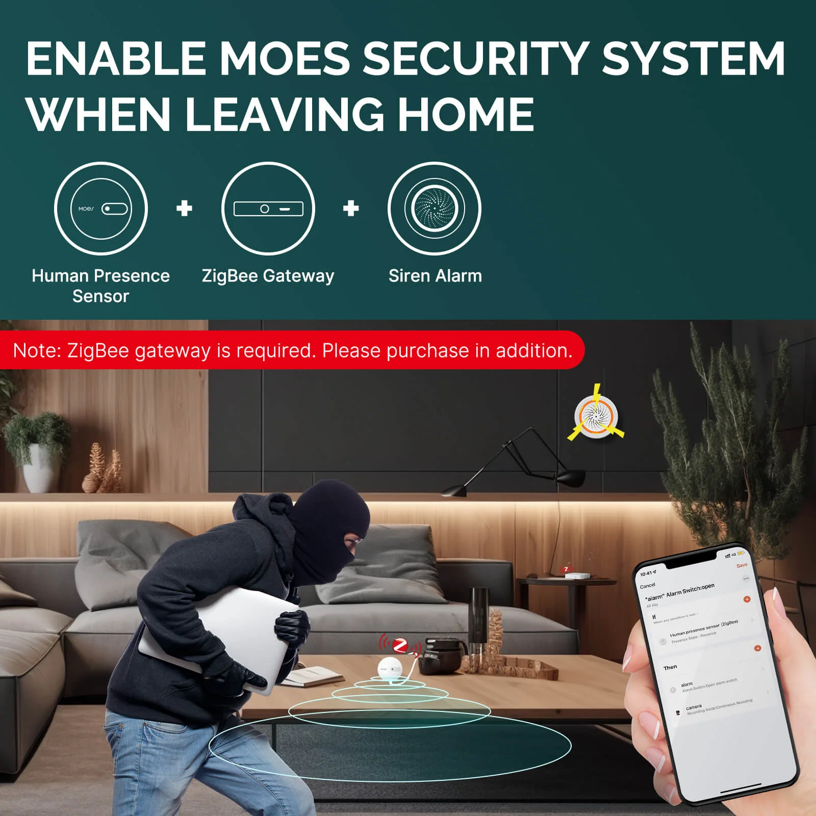 MOES ZigBee Human Presence Sensor Detector Radar Wave Detection Sensor for Home Security 5