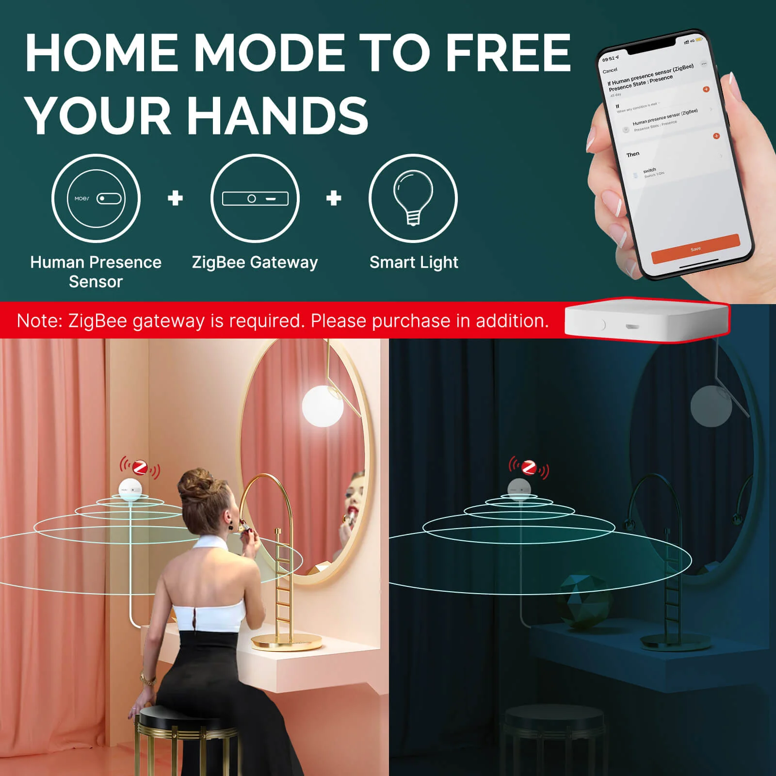 MOES ZigBee Human Presence Sensor Detector Radar Wave Detection Sensor for Home Security 6