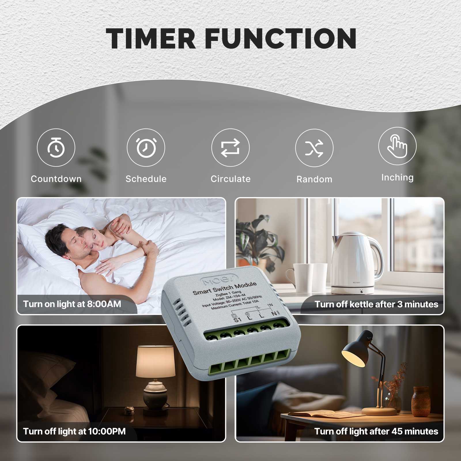ZigBee Mini DIY Smart Light Switch Module Relay Timer 1/2 Gang 4