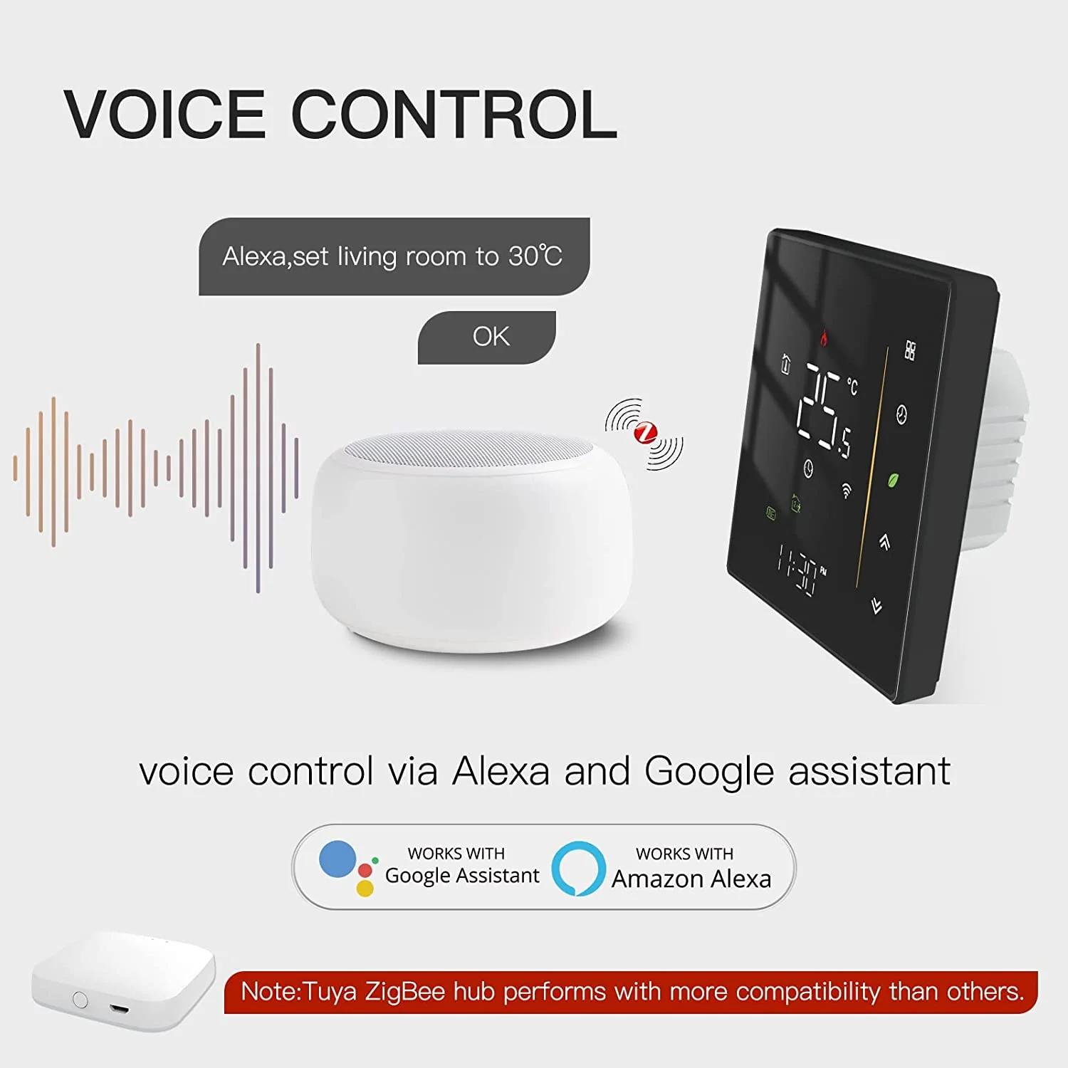 Tuya Zigbee Smart Thermostat Gas/Water Heater, Room Thermostat Digital Programmable 7