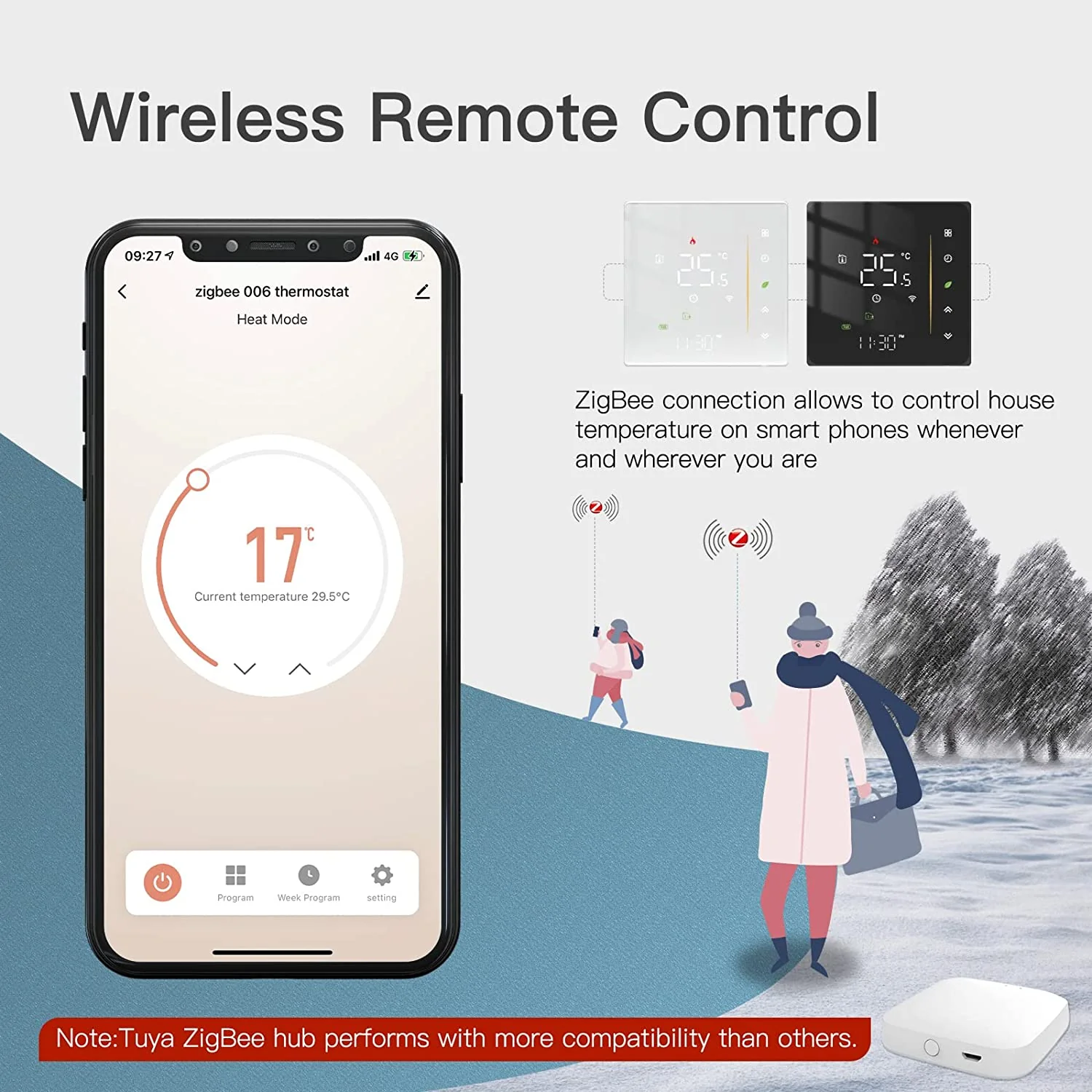 Tuya Zigbee Smart Thermostat Gas/Water Heater, Room Thermostat Digital Programmable 9