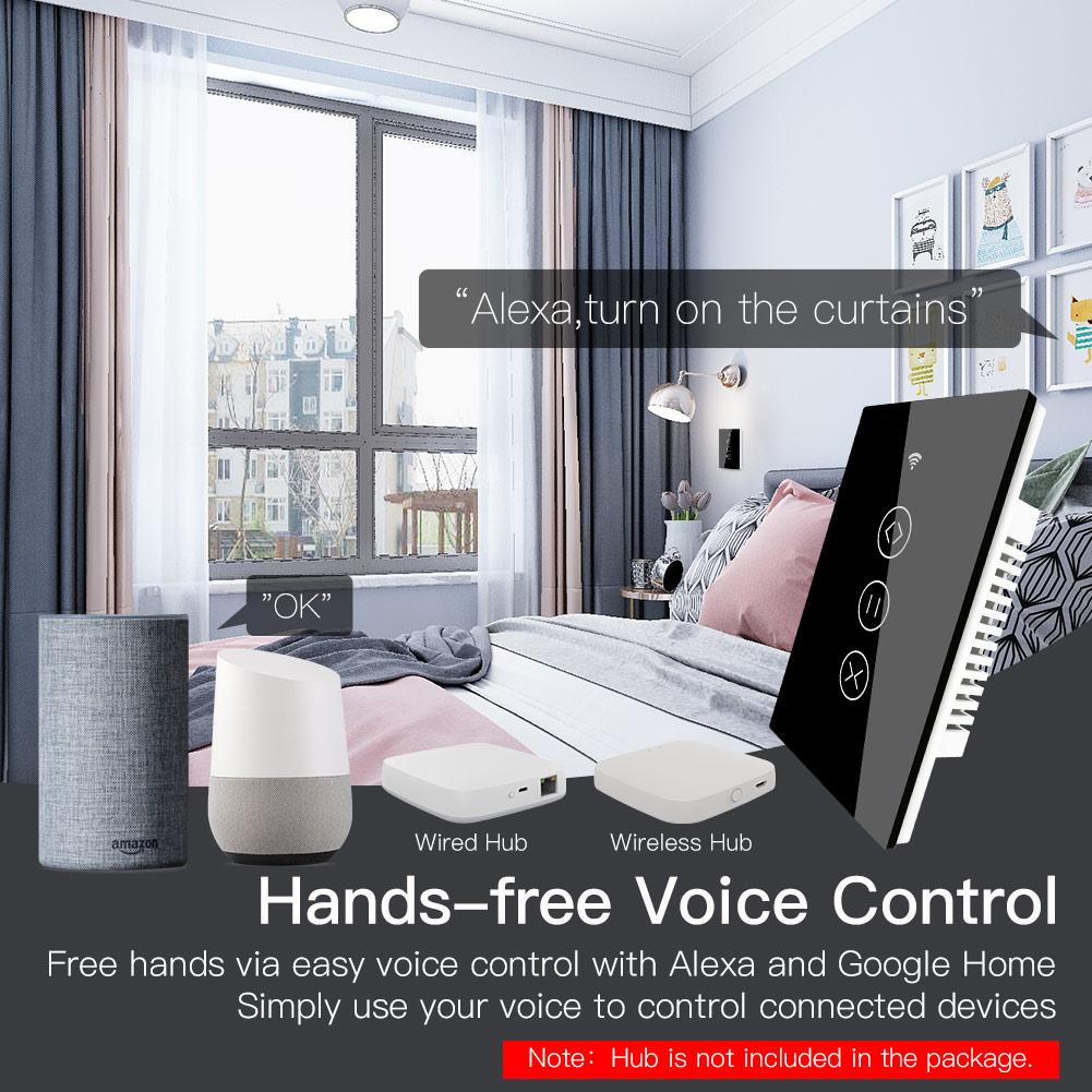ZigBee RF433 Smart Curtain Blinds Shutter Touch Switch Multi-control Neutral Wire Required US 6