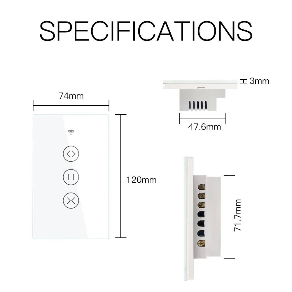 ZigBee RF433 Smart Curtain Blinds Shutter Touch Switch Multi-control Neutral Wire Required US 8