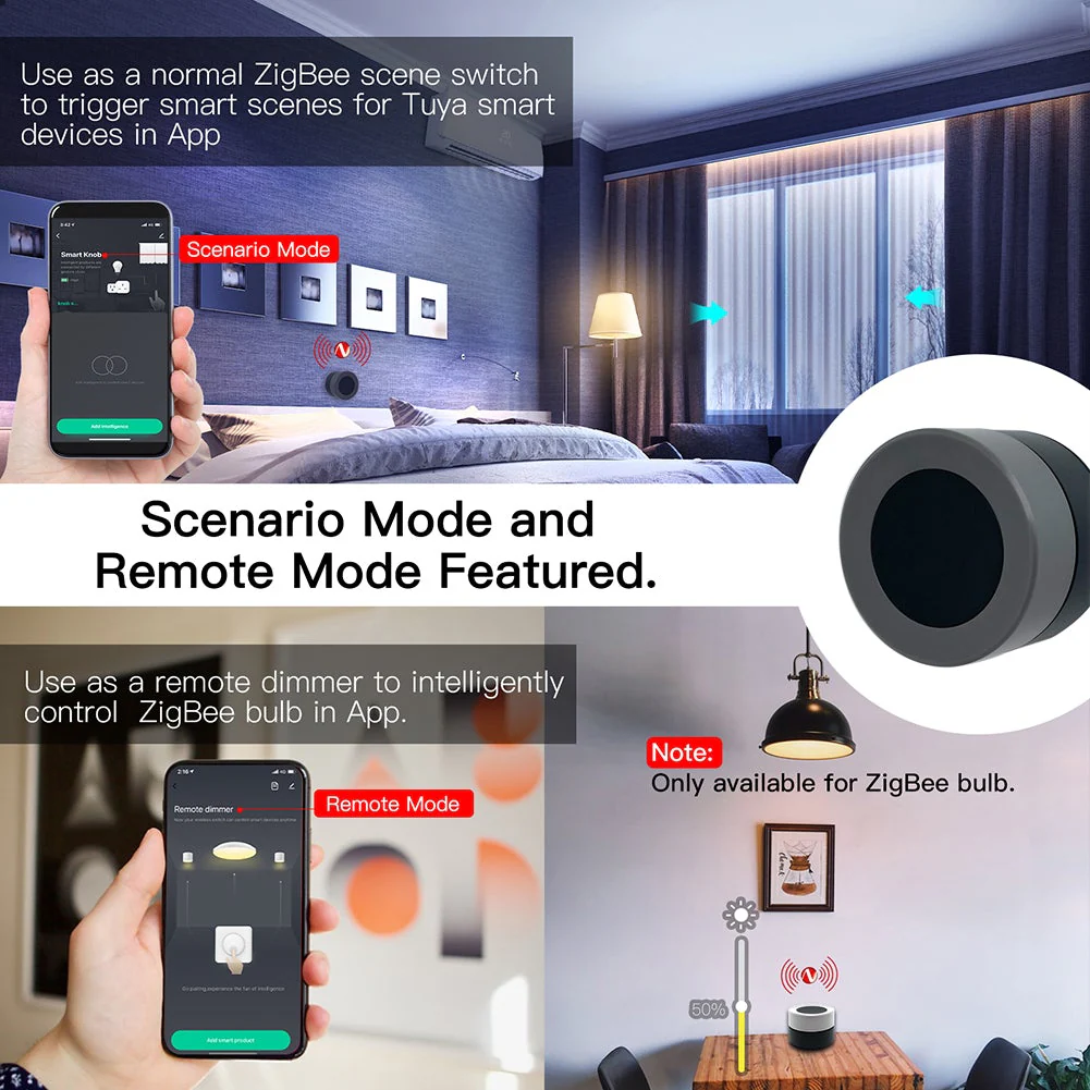 ZigBee Smart Wireless Scene Rotary Switch Multi-control Battery Powered 2
