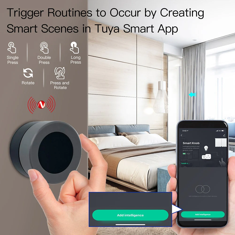 ZigBee Smart Wireless Scene Rotary Switch Multi-control Battery Powered 3