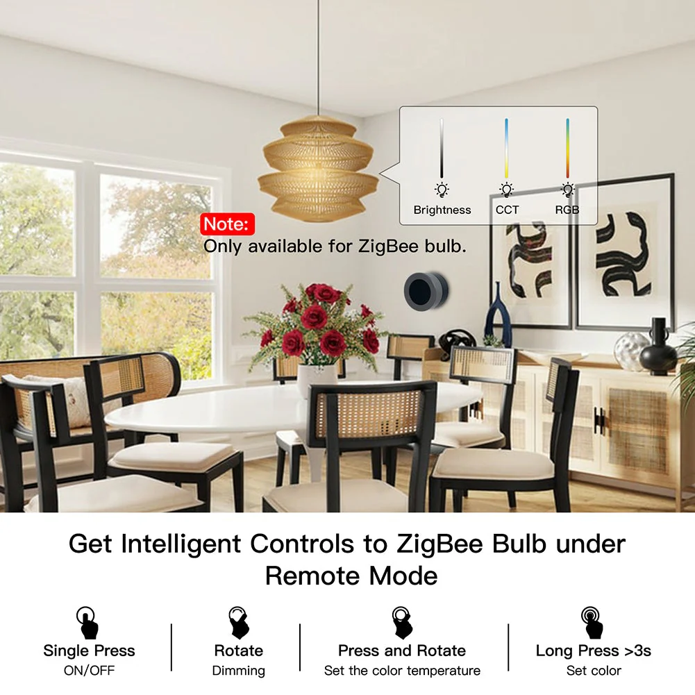 ZigBee Smart Wireless Scene Rotary Switch Multi-control Battery Powered 4