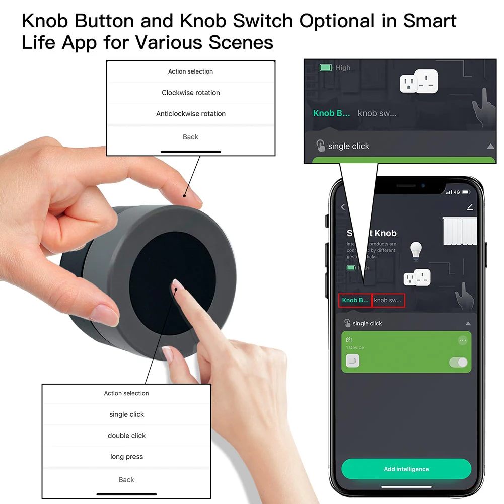 ZigBee Smart Wireless Scene Rotary Switch Multi-control Battery Powered 5