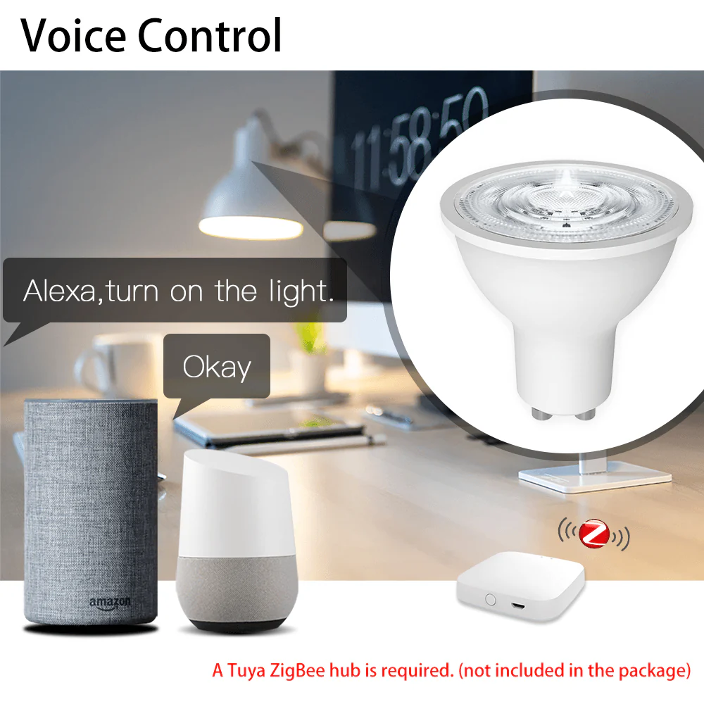 ZigBee GU10 Smart Sync Full Color LED Dimmable Party Light Bulbs RGBCCT 2200-6500K C+W 5W 3