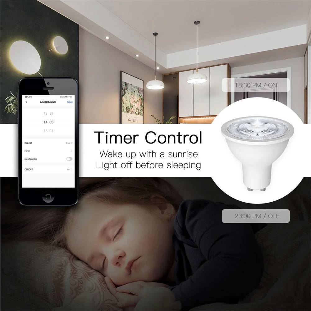 ZigBee GU10 Smart Sync Full Color LED Dimmable Party Light Bulbs RGBCCT 2200-6500K C+W 5W 5