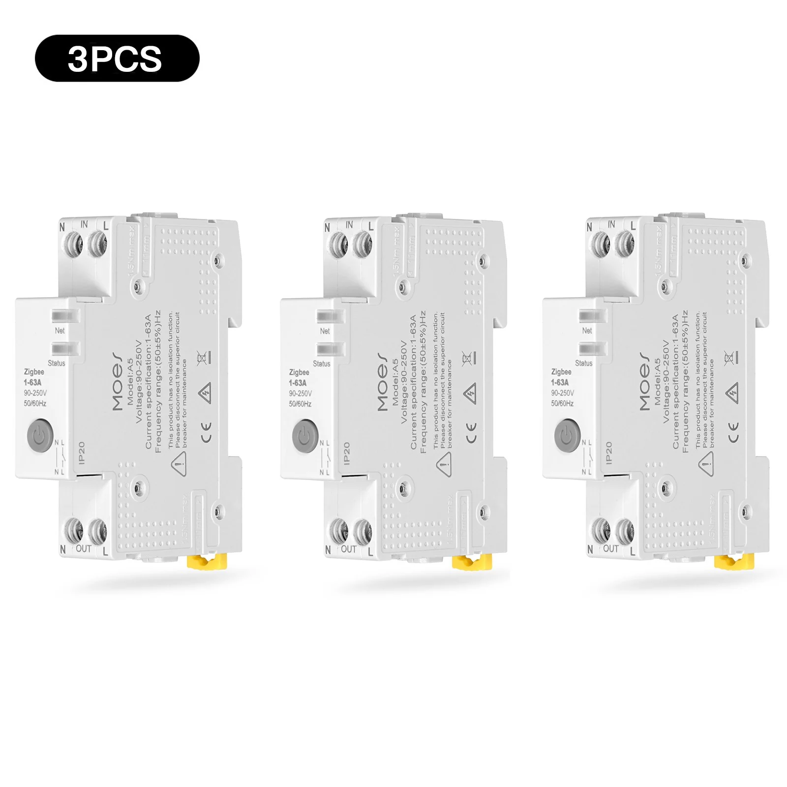 MOES Tuya ZigBee Smart Circuit Breaker 63A Electricity Monitor V0 Fireproof Remote APP Control with Alexa 10