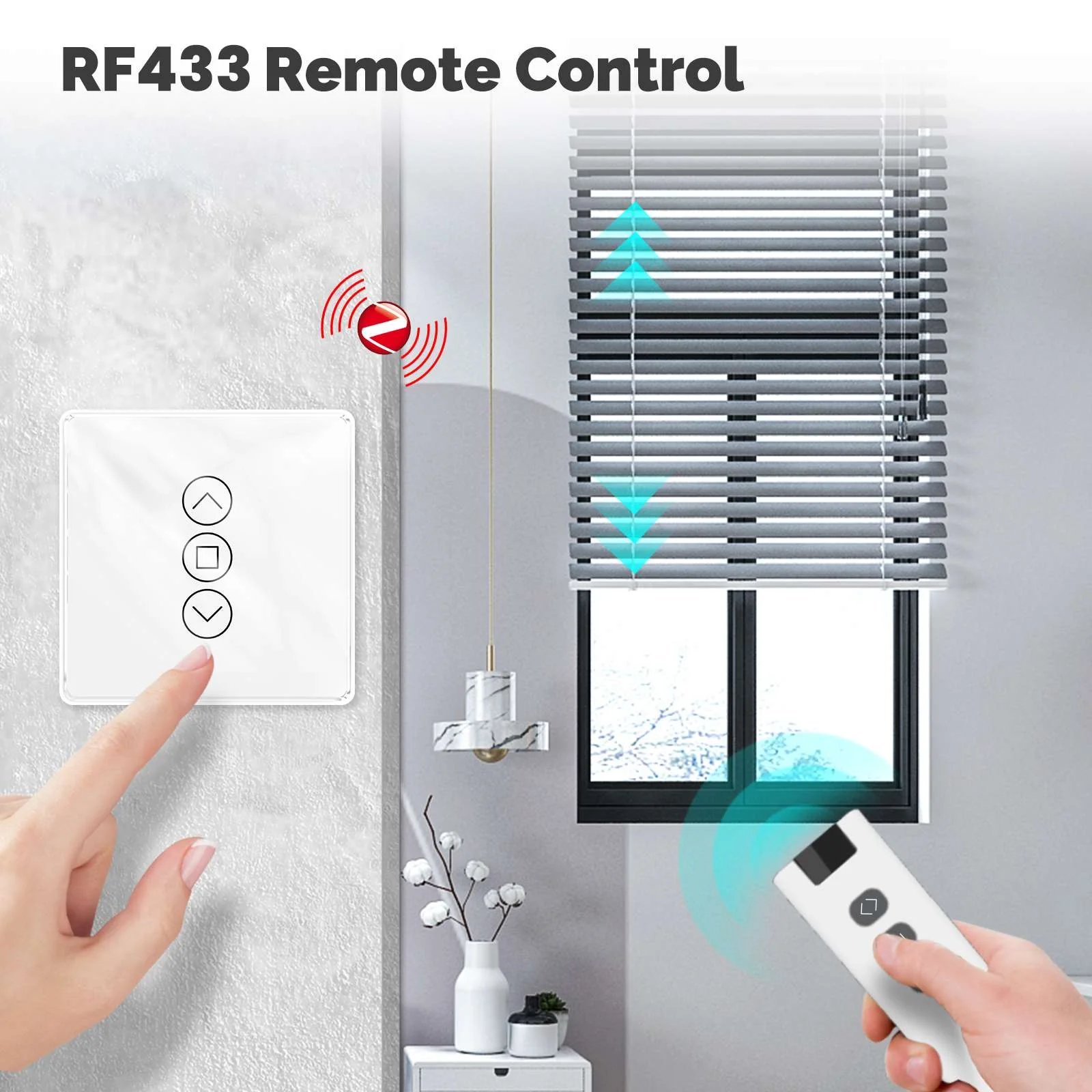 ZigBee Smart Curtain Switch 2.5D Support RF433 Arc Glass Touch Panel 3