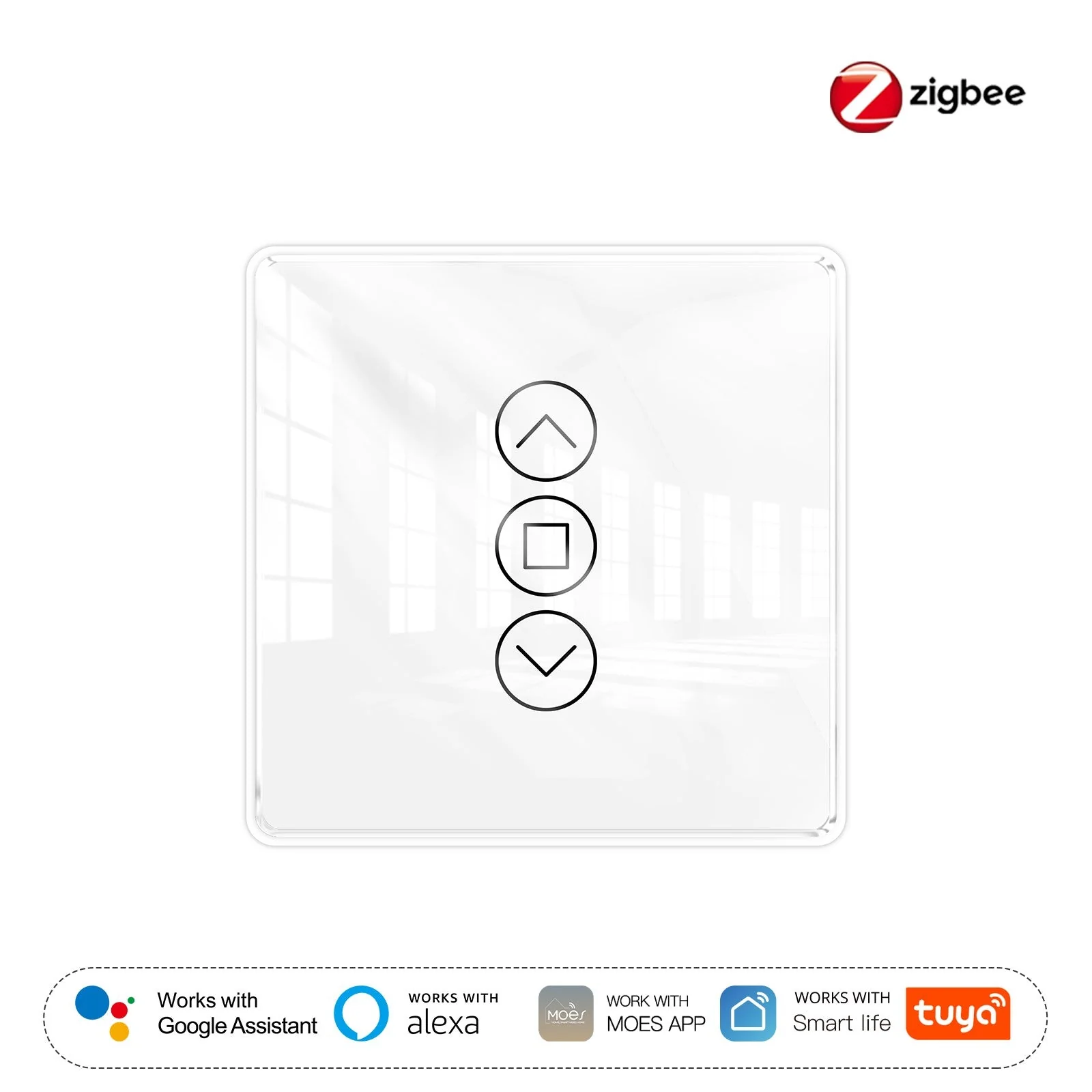 ZigBee Smart Curtain Switch 2.5D Support RF433 Arc Glass Touch Panel 6
