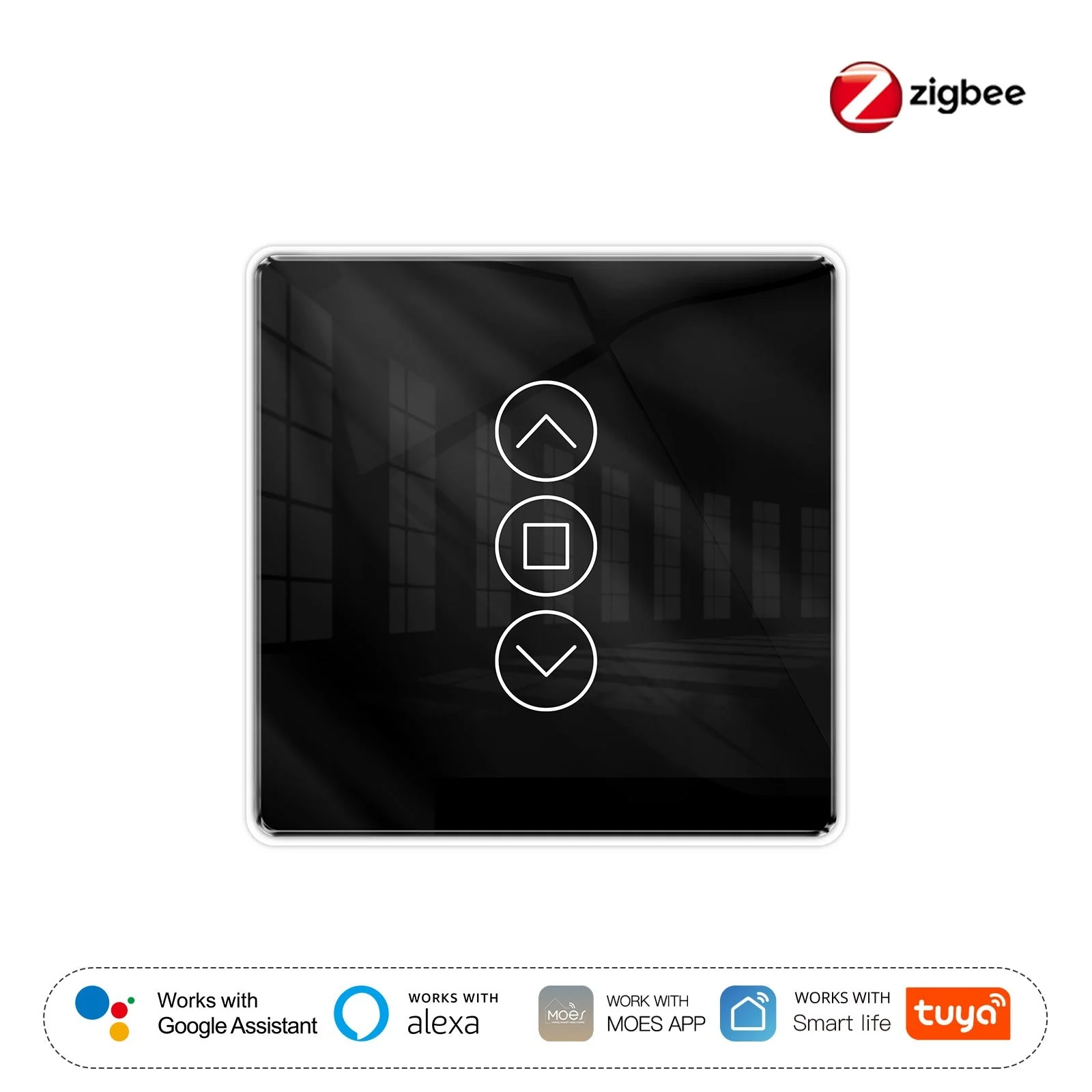 ZigBee Smart Curtain Switch 2.5D Support RF433 Arc Glass Touch Panel 7