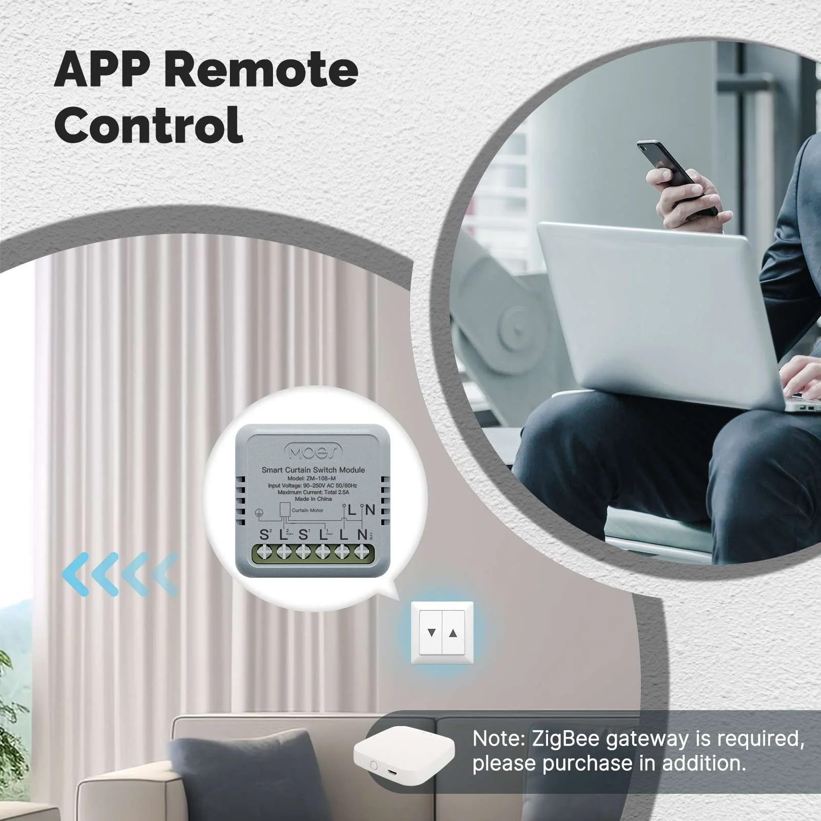 ZigBee Smart Curtain Switch Module Mini Design App Remote Control 5