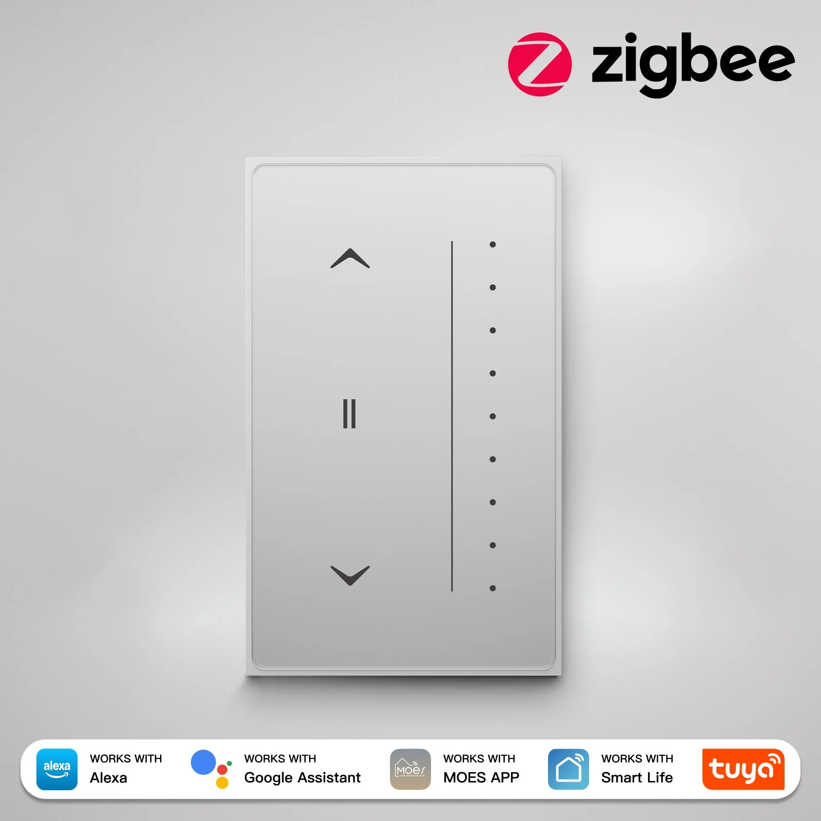 Zigbee Smart Curtain Switch Star Feather Series Anti-Glare Touch Panel Flowing Backlight US Version