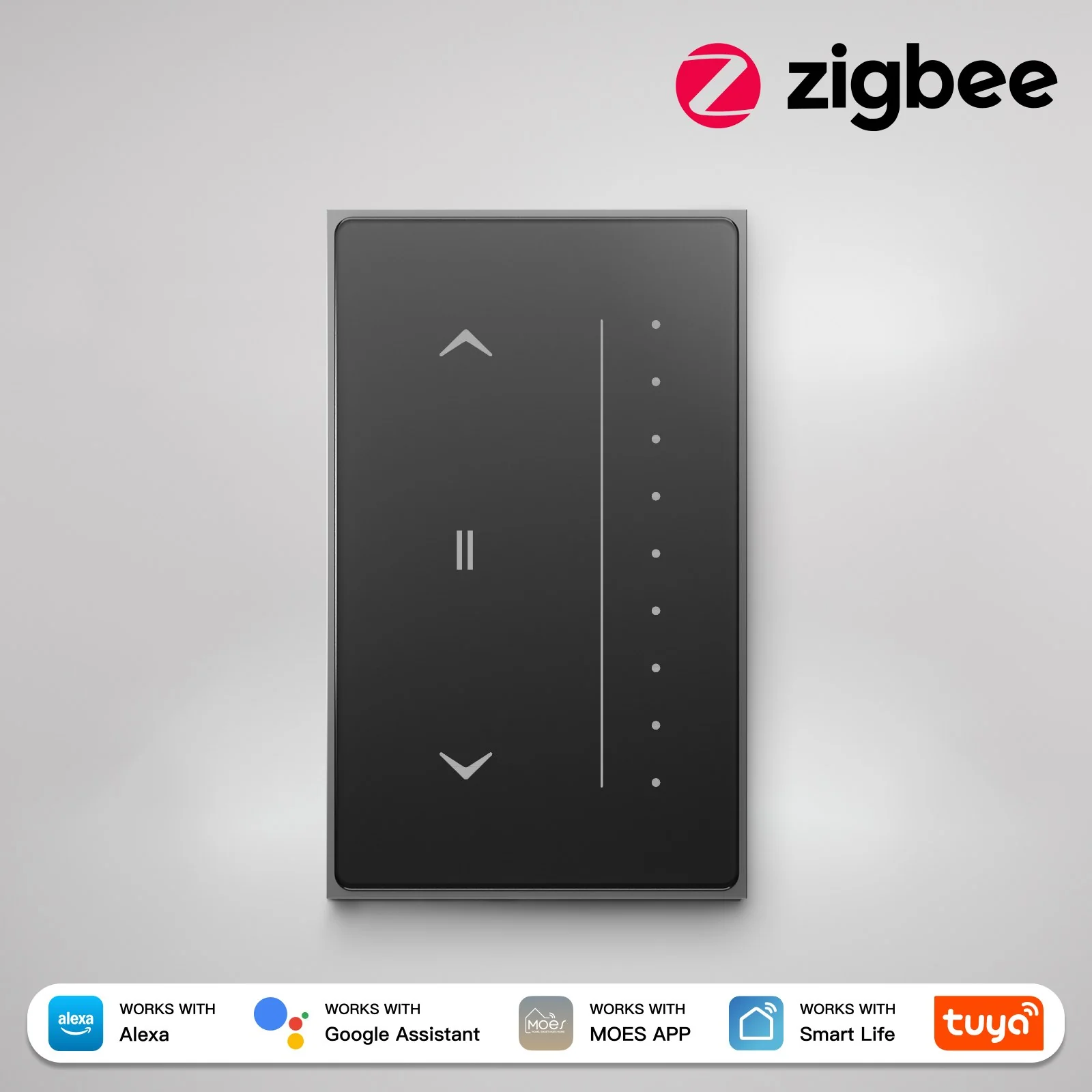 Zigbee Smart Curtain Switch Star Feather Series Anti-Glare Touch Panel Flowing Backlight US Version 2