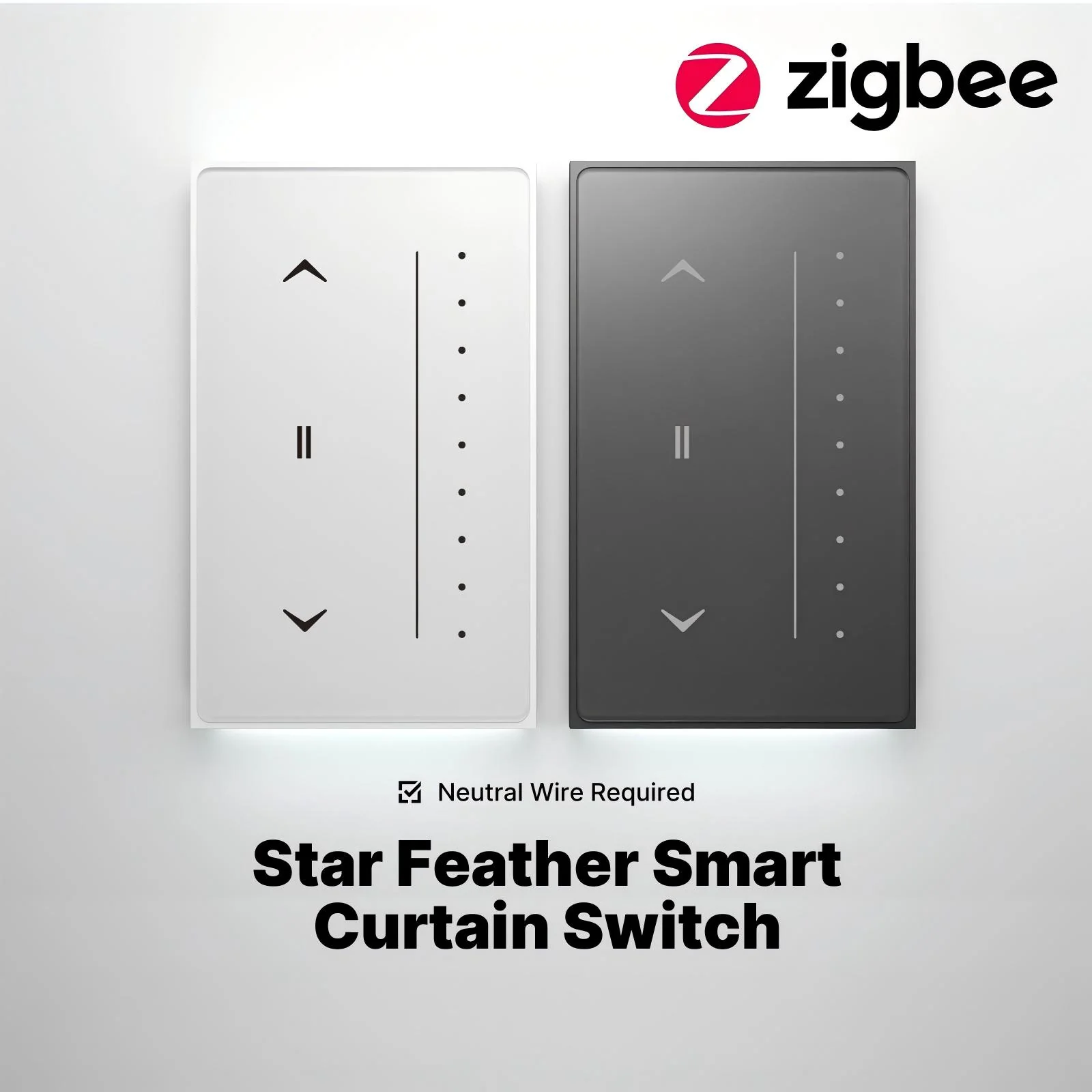 Zigbee Smart Curtain Switch Star Feather Series Anti-Glare Touch Panel Flowing Backlight US Version 3