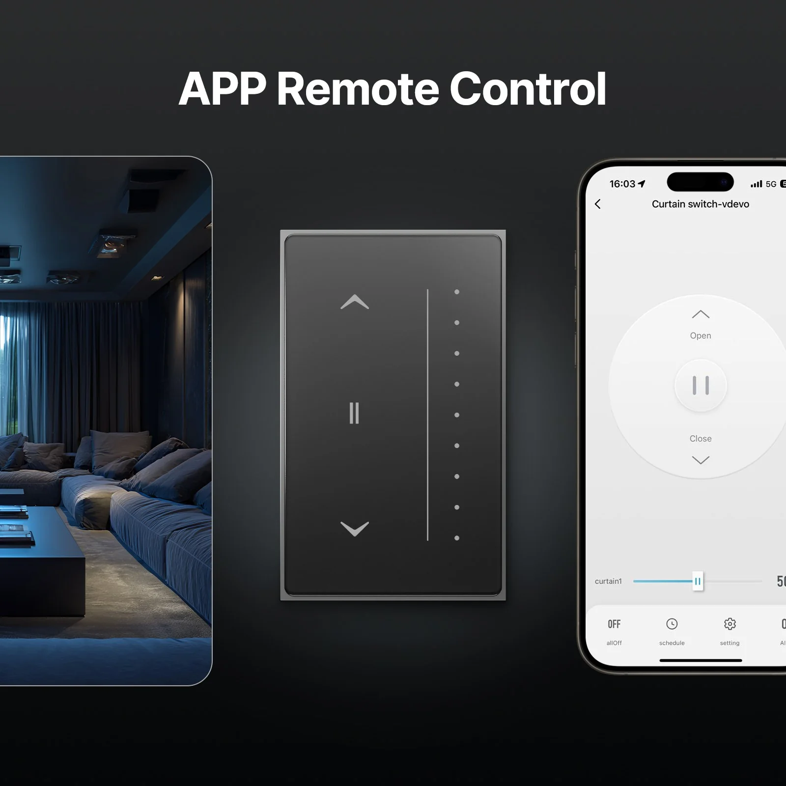 Zigbee Smart Curtain Switch Star Feather Series Anti-Glare Touch Panel Flowing Backlight US Version 4