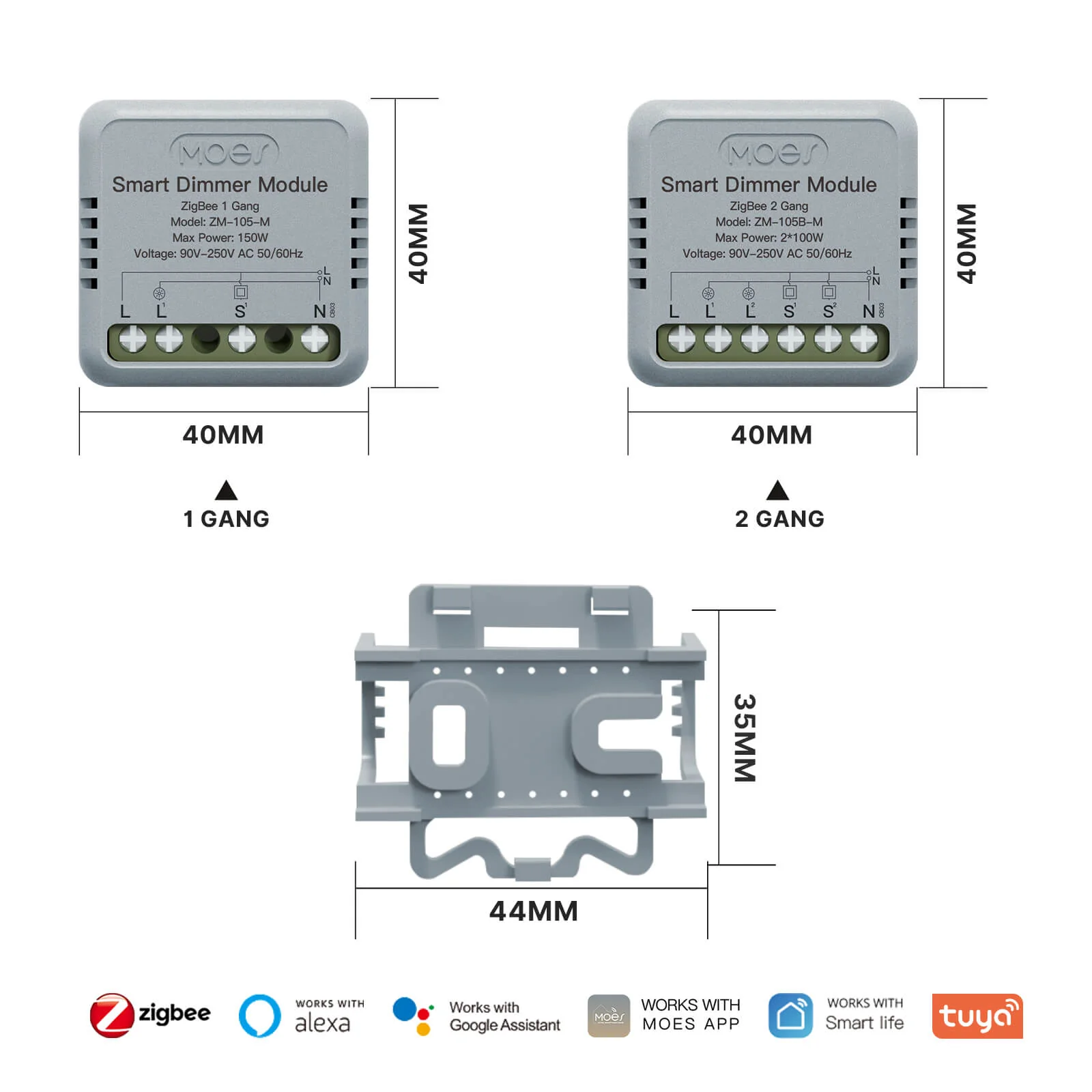 Zigbee Smart Dimmer Switch Module Timer Diy Breaker 1/2 Gang 7