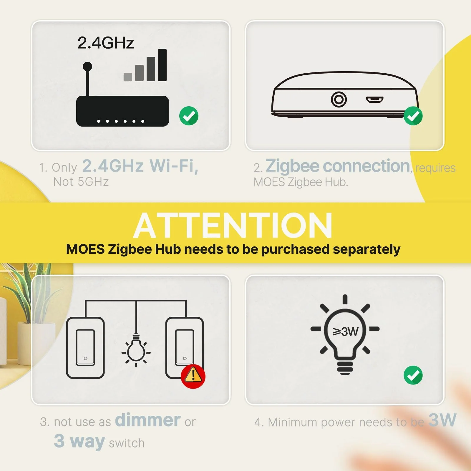 ZigBee 1/2/3/4 Gang Smart Light Switch, Alexa Google APP Remote Light Switching 2