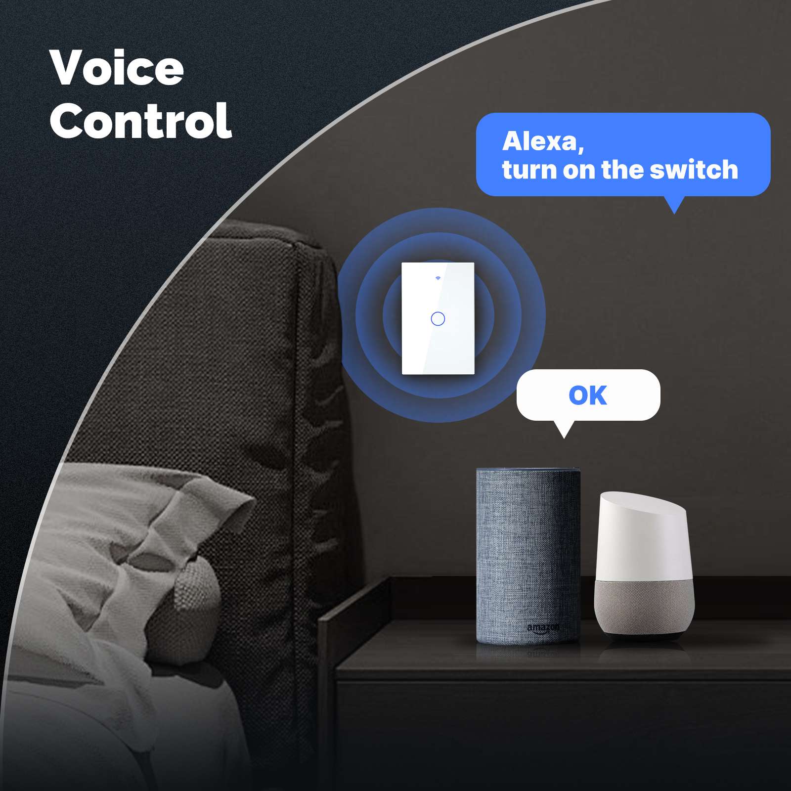 ZigBee Smart Light Switch Touch Glass Panel Neutral Wire Required US Standard 4