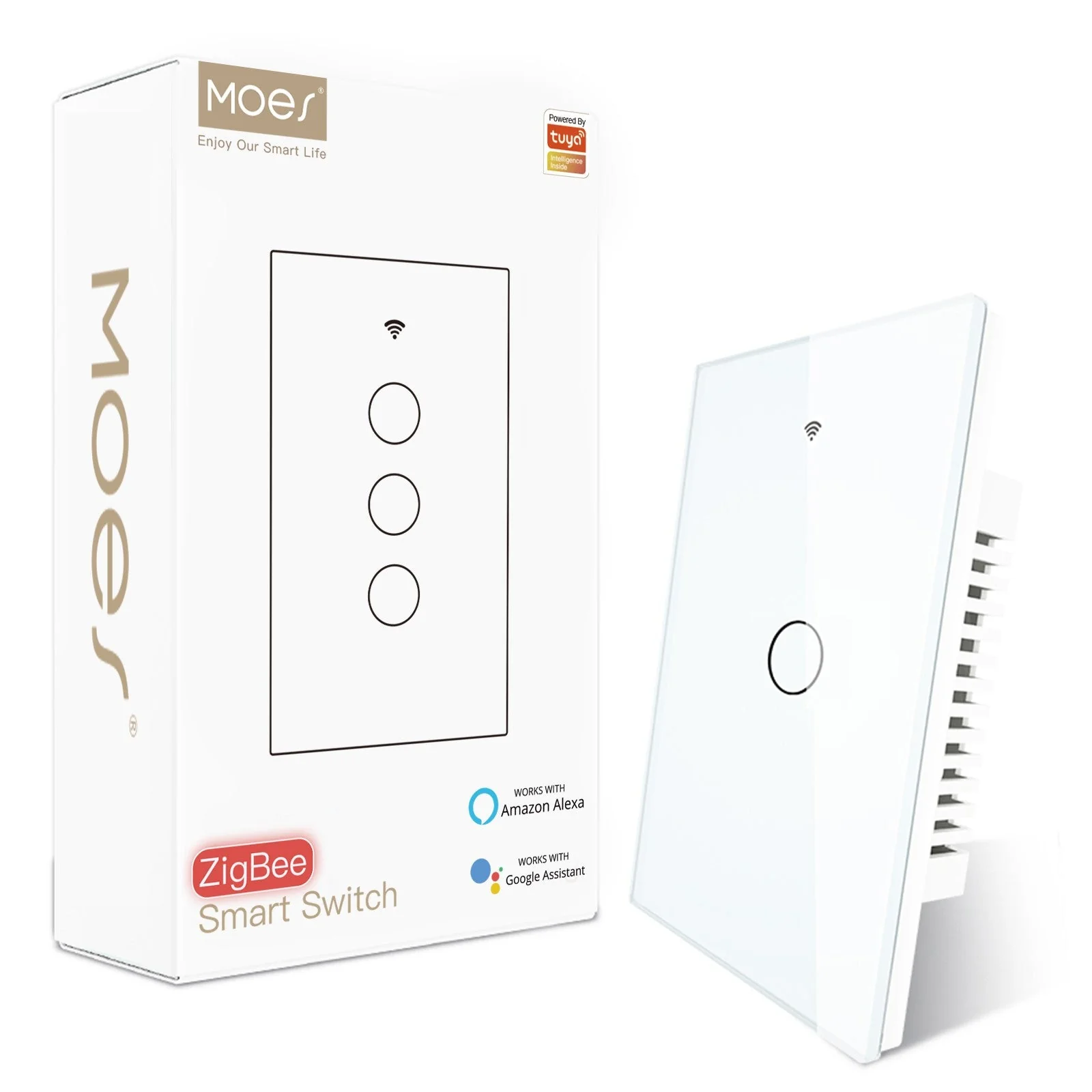 ZigBee Smart Light Switch Touch Glass Panel Neutral Wire Required US Standard 6