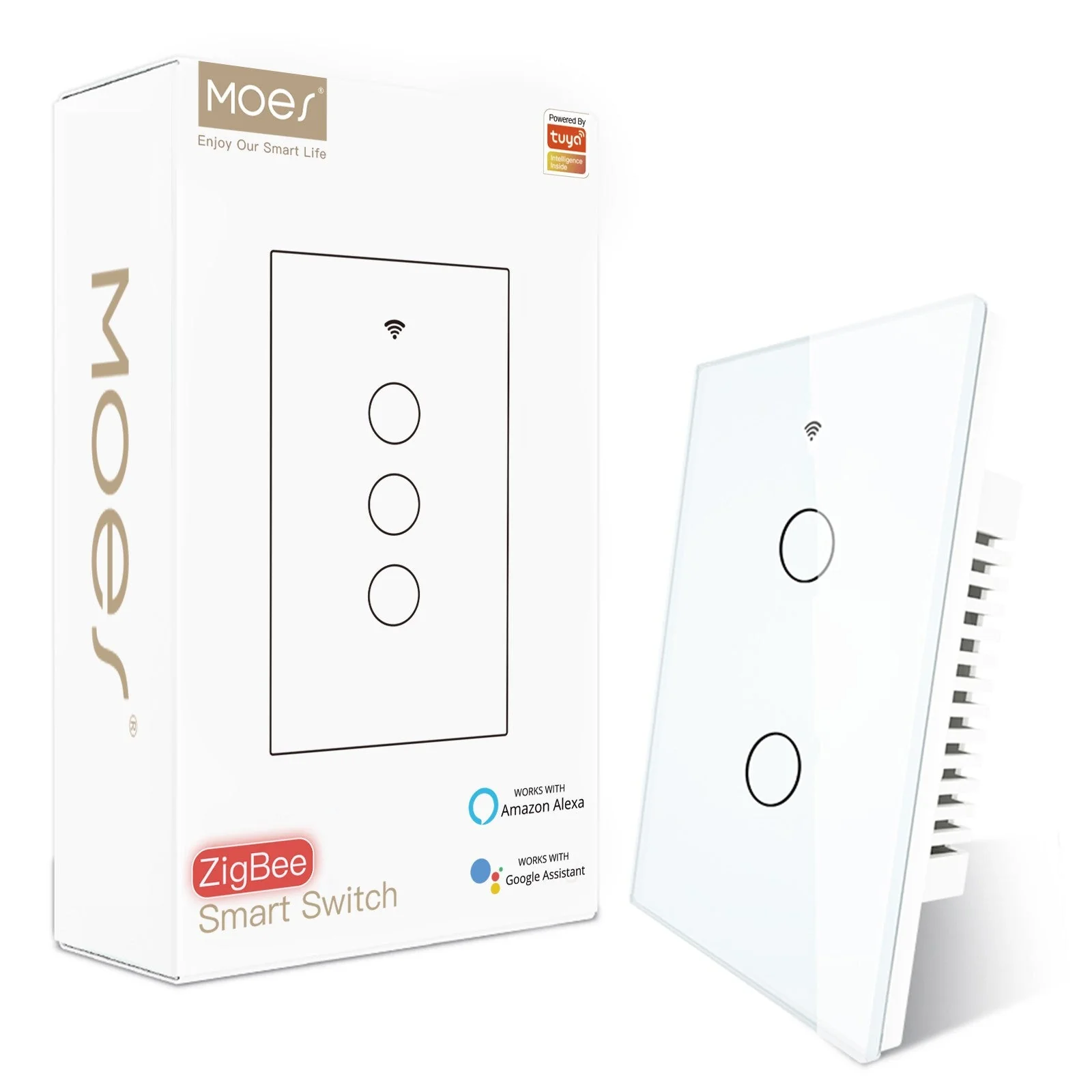 ZigBee Smart Light Switch Touch Glass Panel Neutral Wire Required US Standard 7