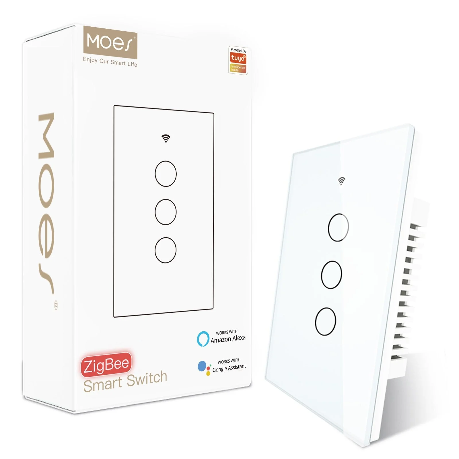 ZigBee Smart Light Switch Touch Glass Panel Neutral Wire Required US Standard 8