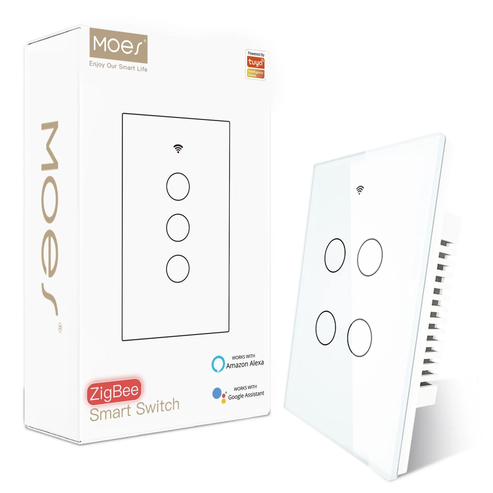 ZigBee Smart Light Switch Touch Glass Panel Neutral Wire Required US Standard 9