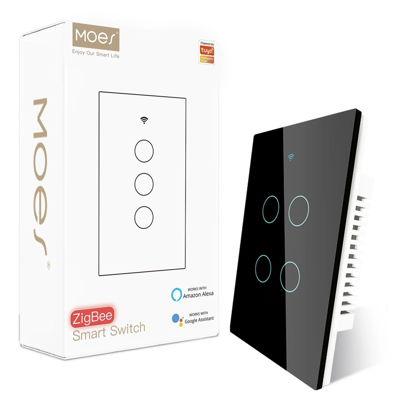 ZigBee Smart Light Switch Touch Glass Panel Neutral Wire Required US Standard 13