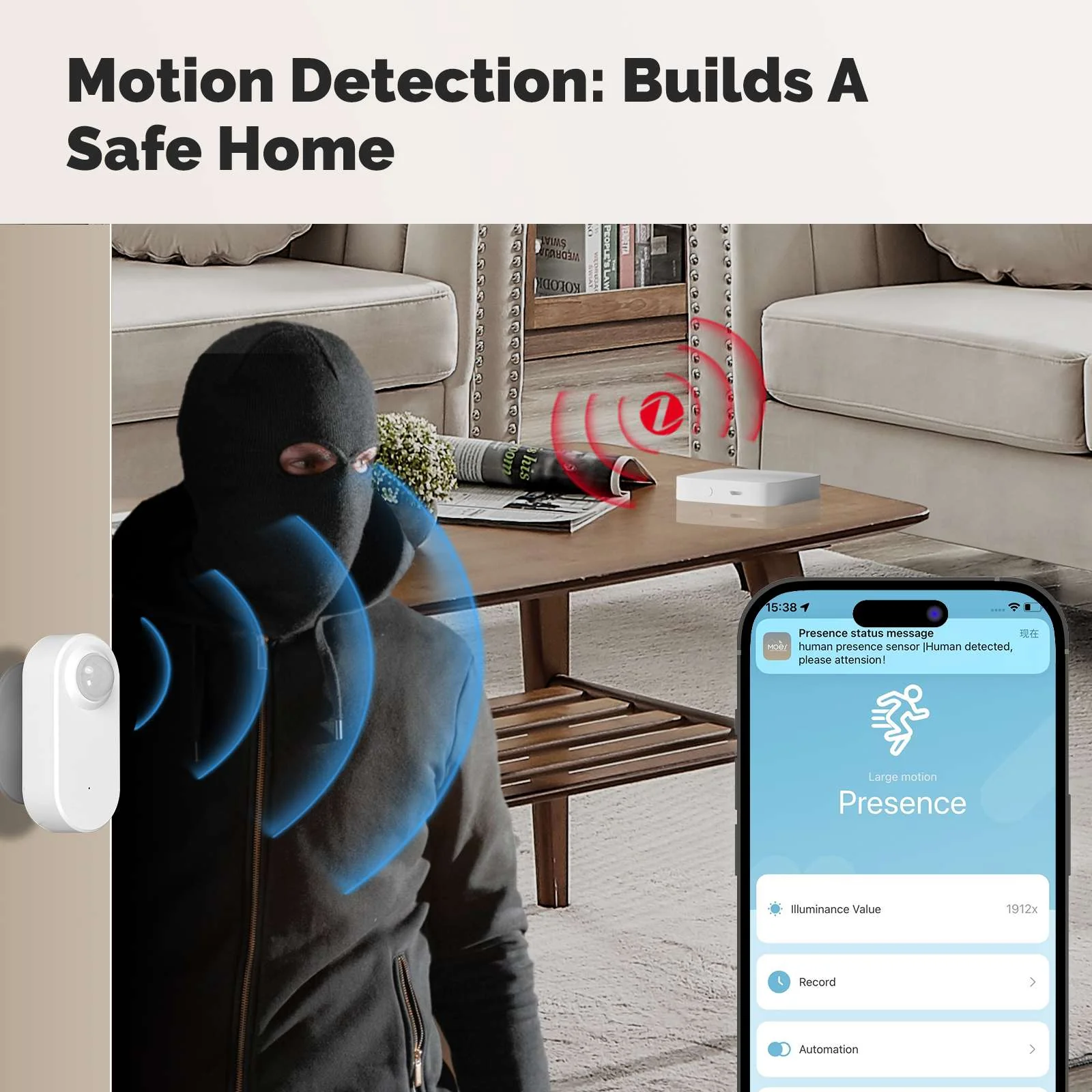 ZigBee Smart mmWave Human Presence PIR Sensor App Remote Monitoring Motion&Motionless Detection 3