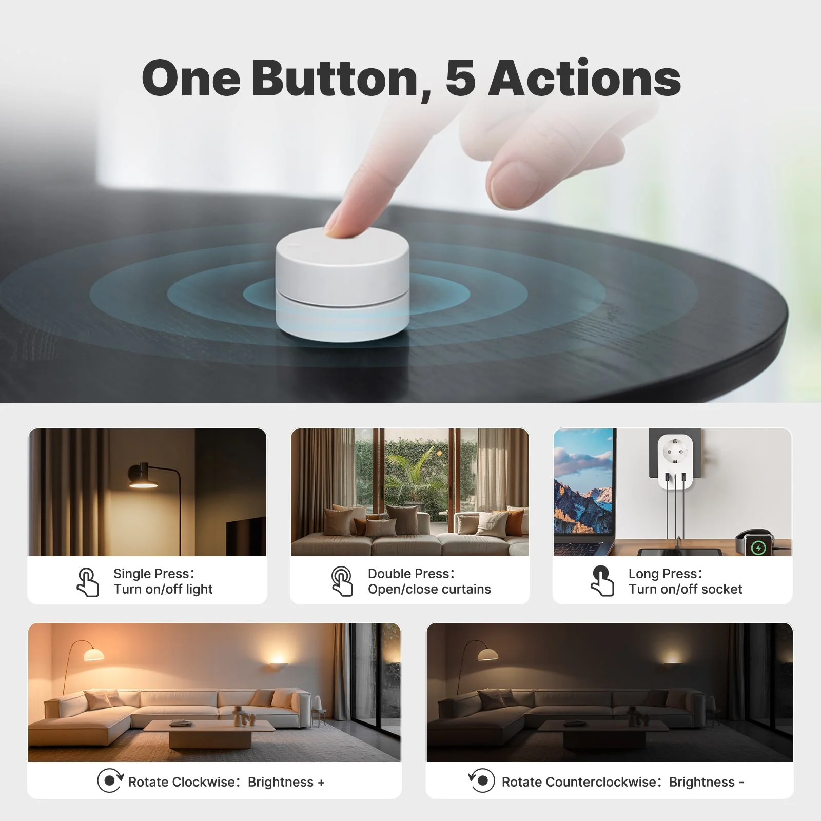 ZigBee Smart Scene Button with Rotary Dimmer Multi-control 3