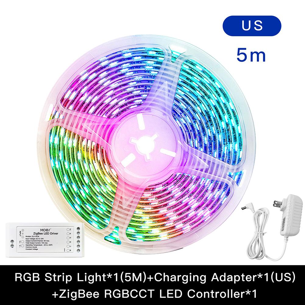 MOES ZigBee RGB Strip Light Multicolor LED Strip CCT LED Controller Plus Brightness Adjustable 7