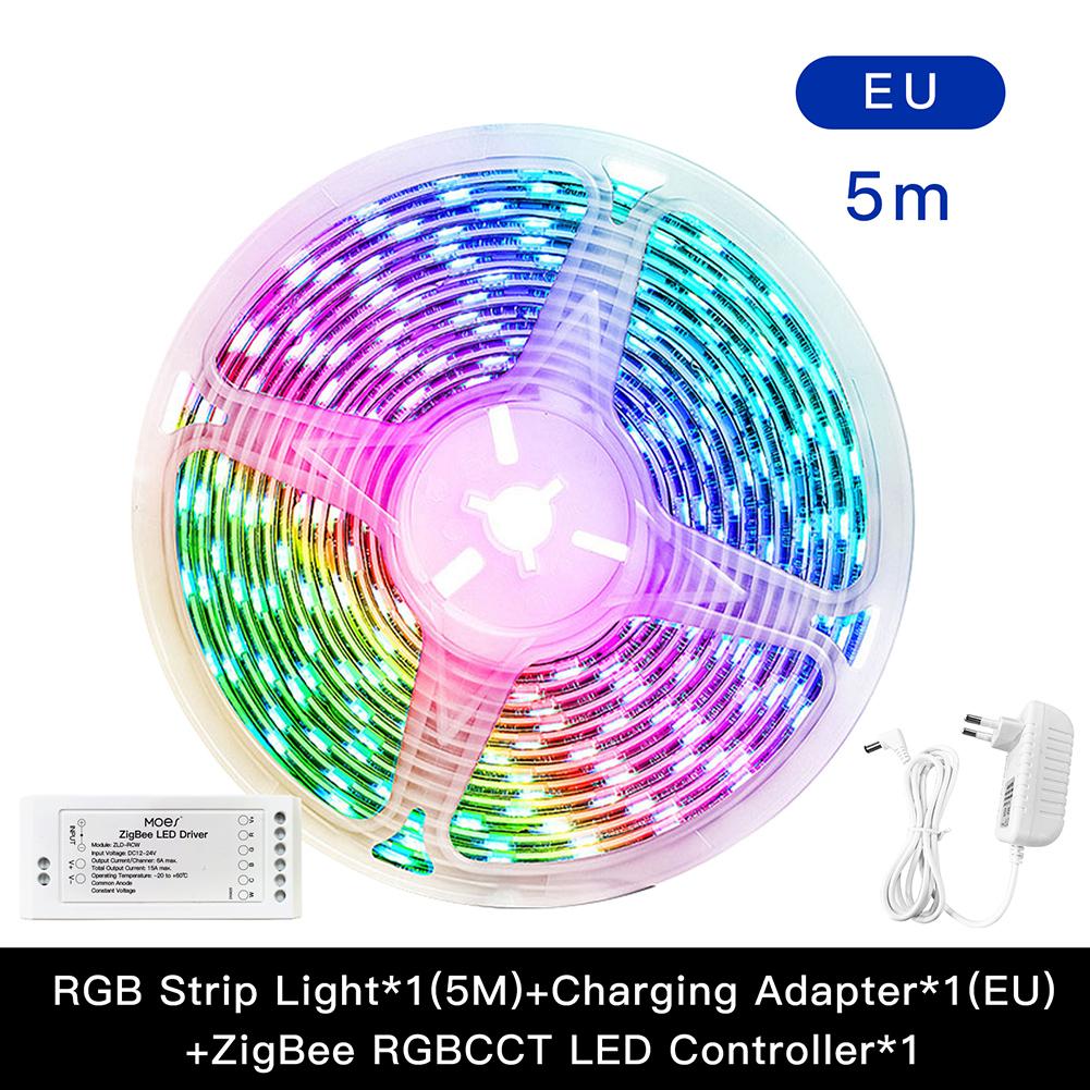 MOES ZigBee RGB Strip Light Multicolor LED Strip CCT LED Controller Plus Brightness Adjustable 8