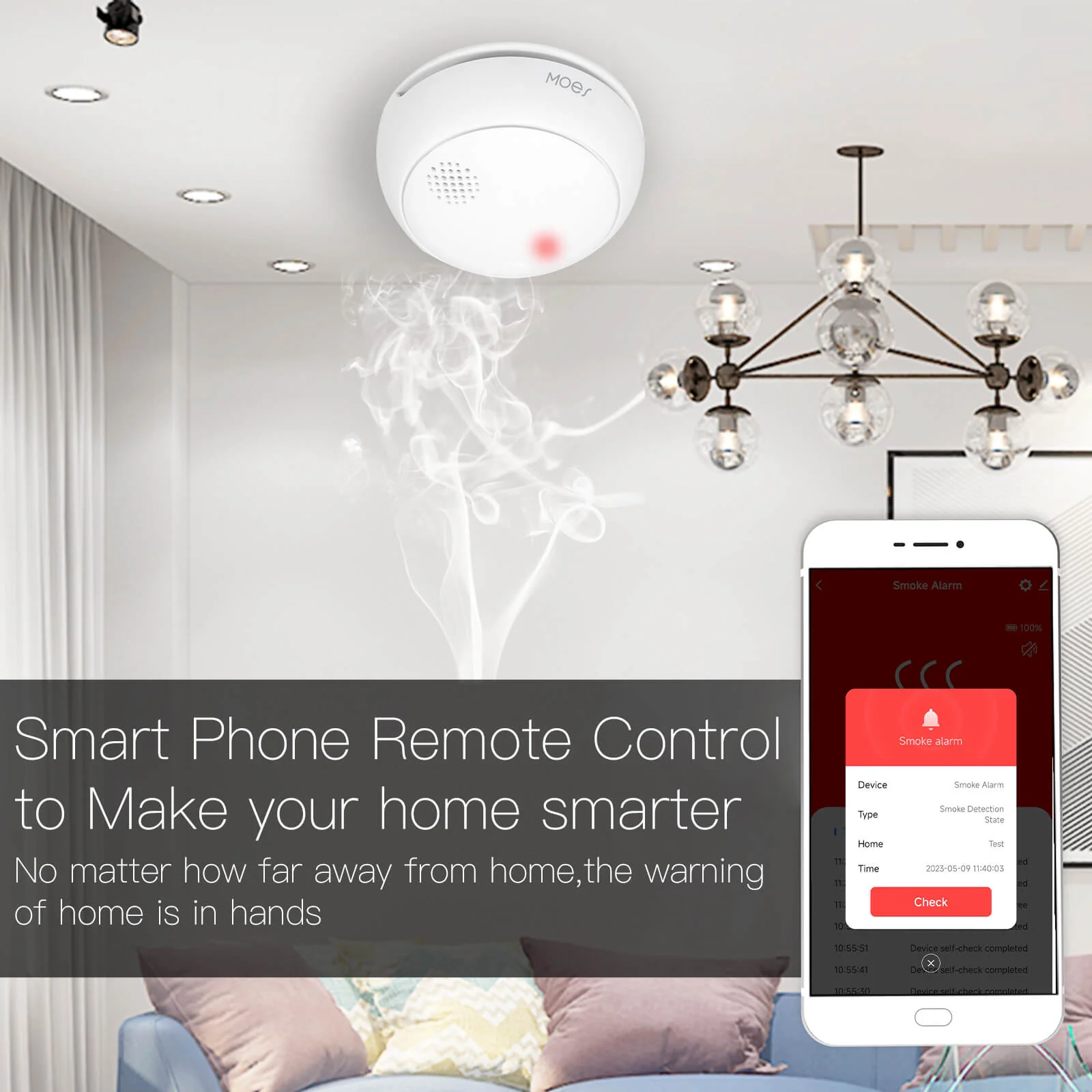ZigBee Wireless Smart Smoke Detector Fire 85dB Sound Alarm Siren Sensor 4