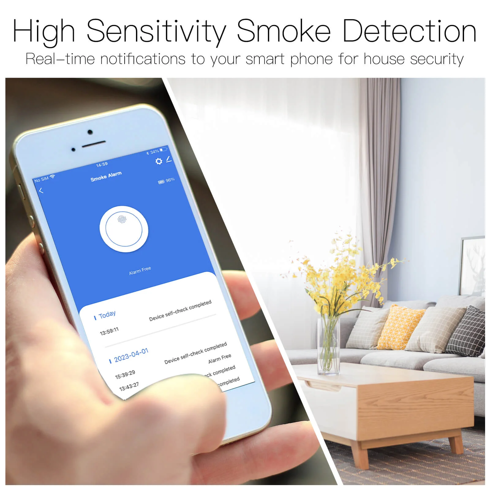 ZigBee Wireless Smart Smoke Detector Fire 85dB Sound Alarm Siren Sensor 6