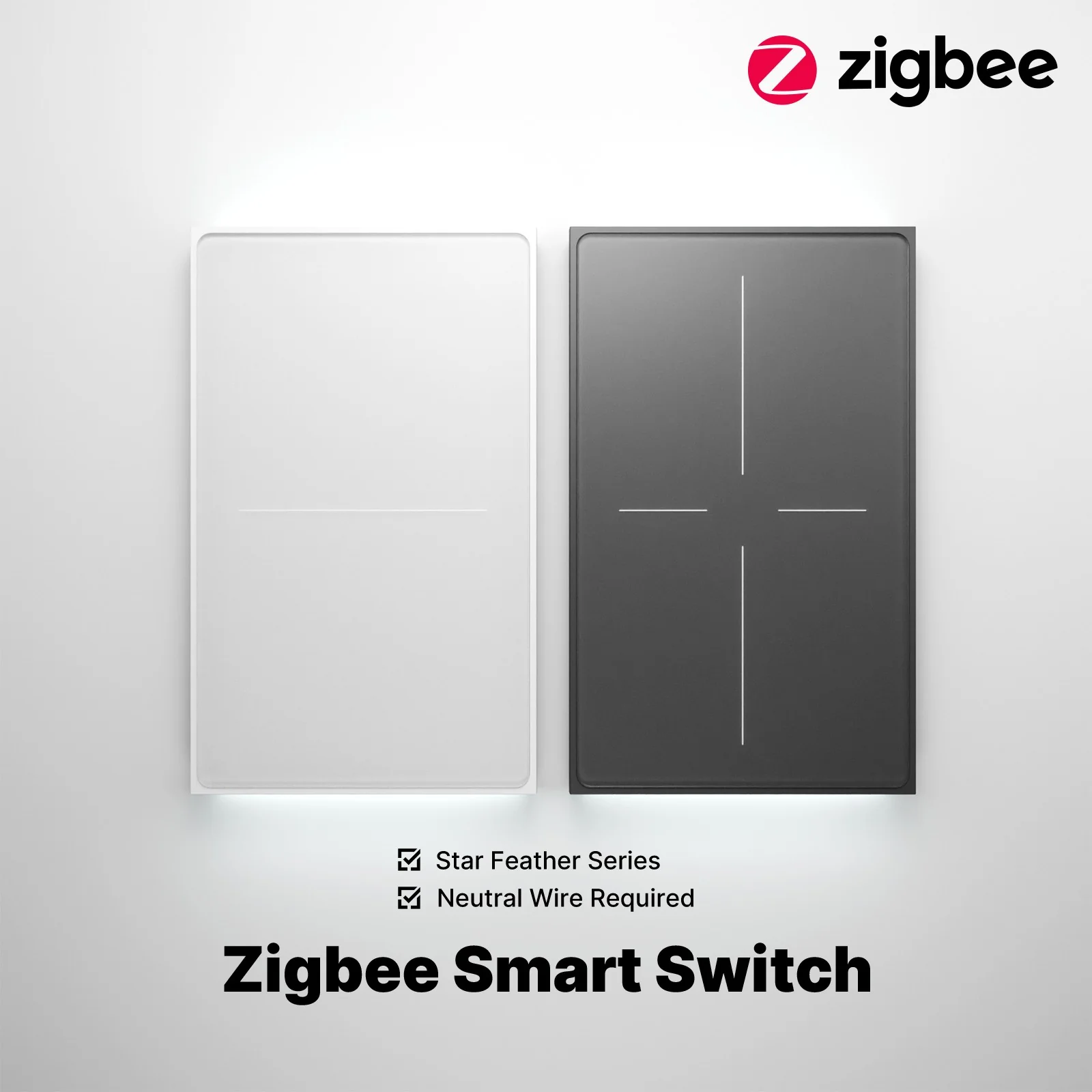 ZigBee Star Feather Series Smart Switch Push Button With Neutral Wire Light Scene 2in1 Switch US Version